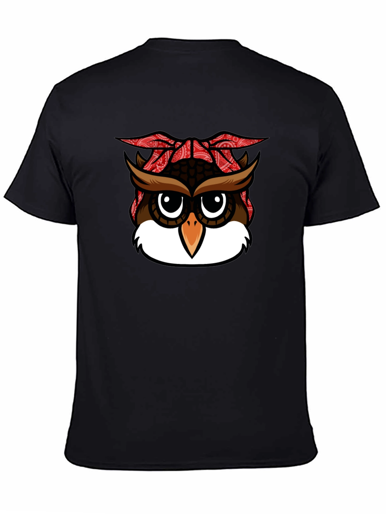 Bandana Owl Graphic Black T-Shirt