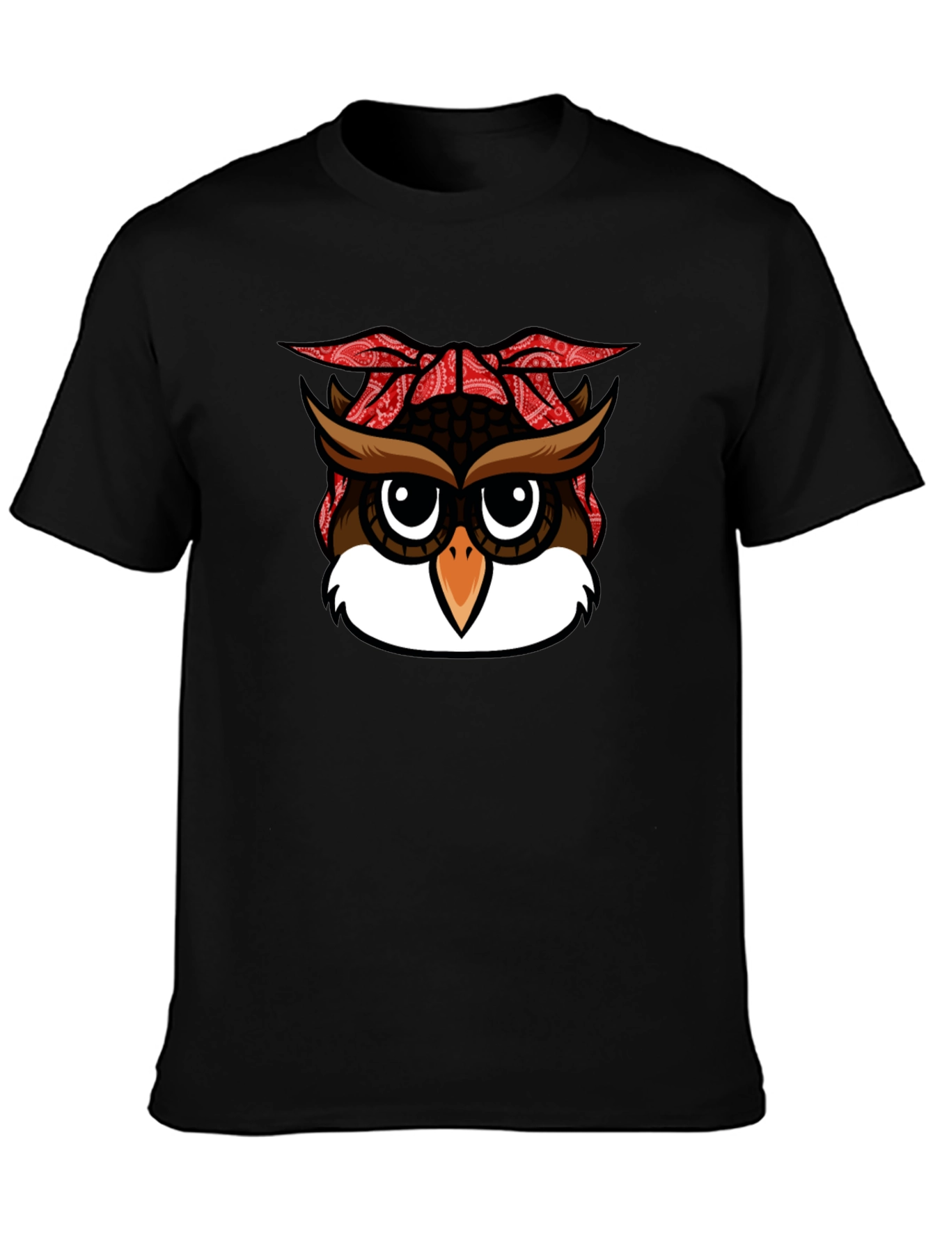 Bandana Owl Graphic Black T-Shirt