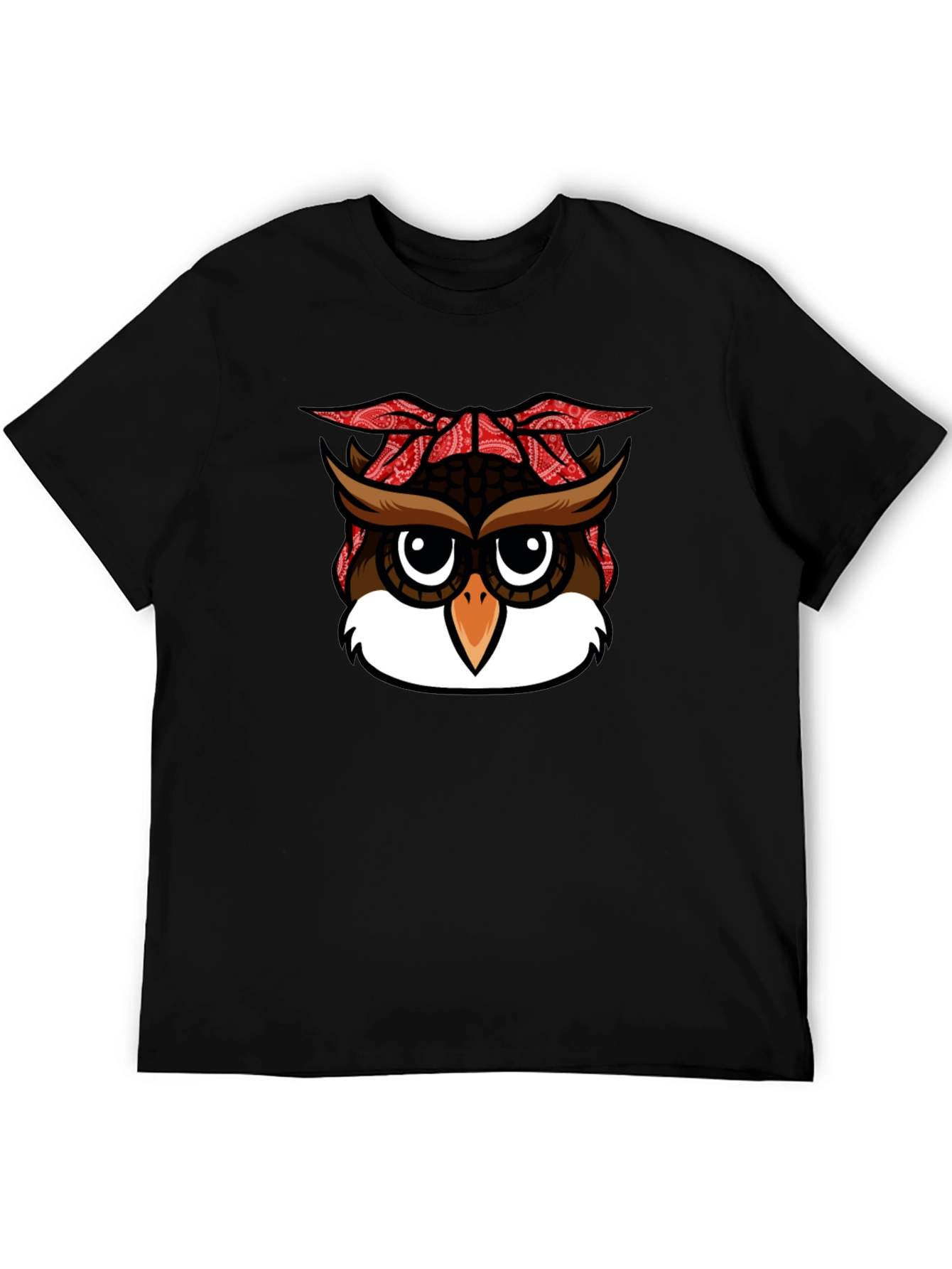 Bandana Owl Graphic Black T-Shirt