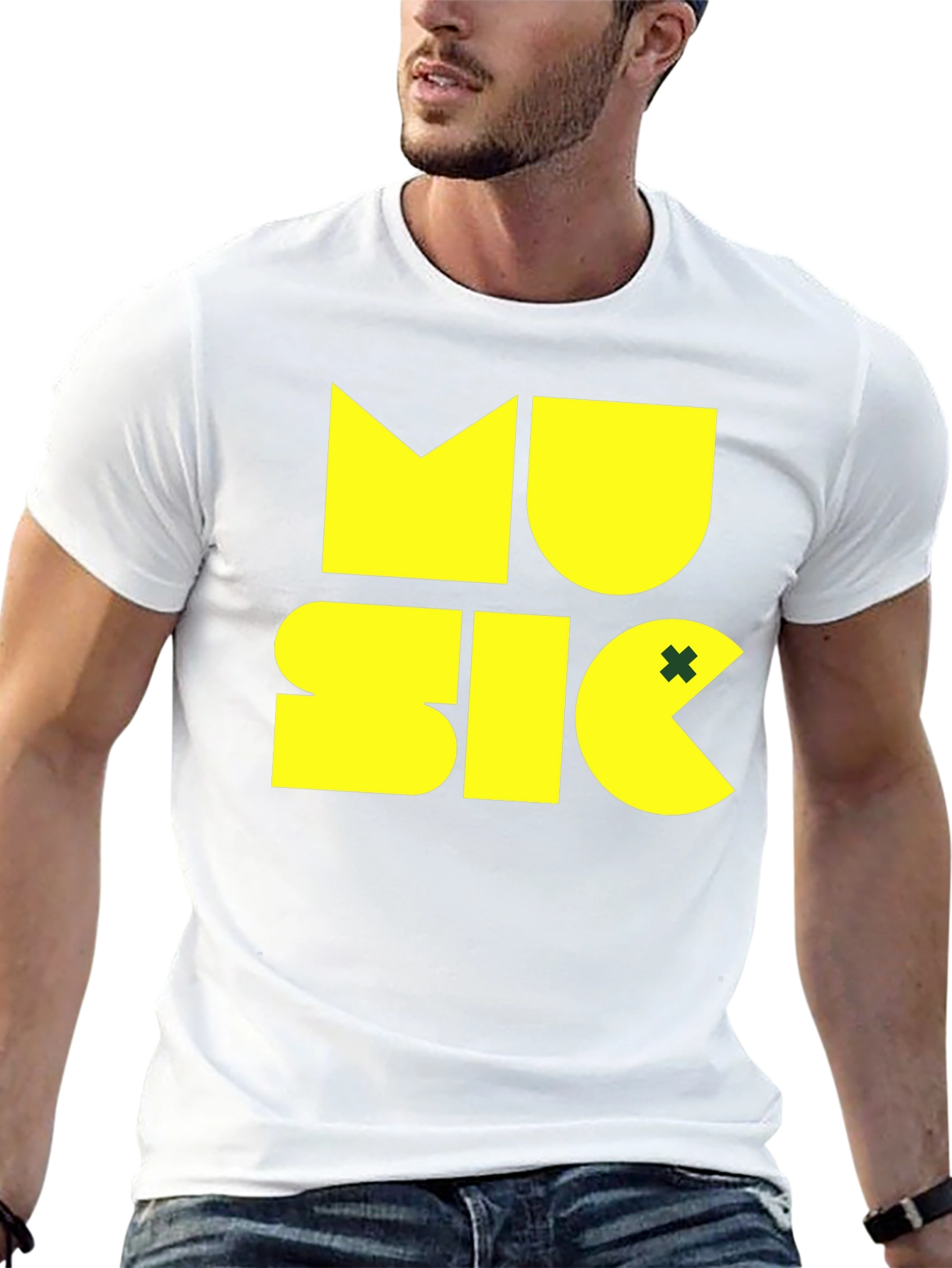 Music Graphic Black Tee - Fun Pacman Style