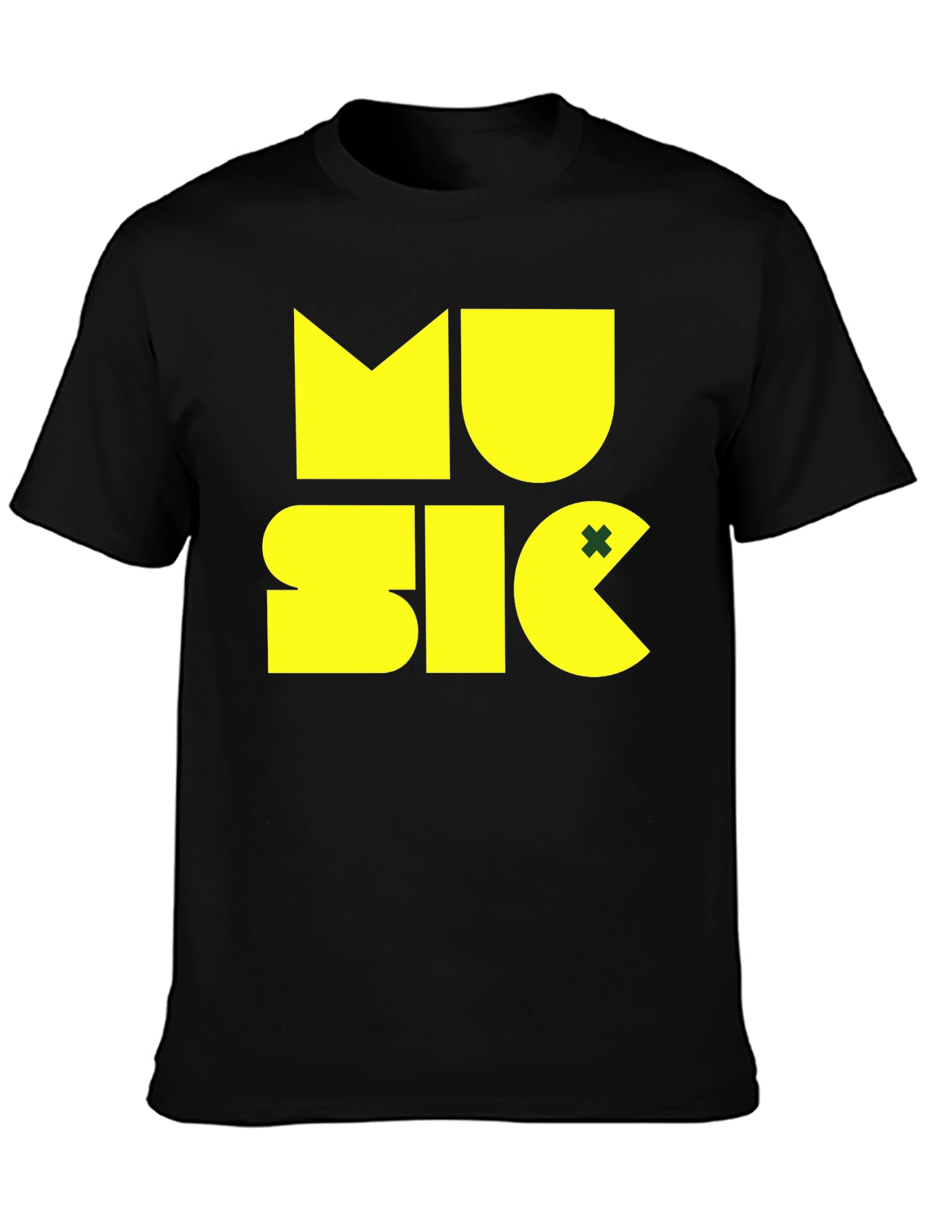 Music Graphic Black Tee - Fun Pacman Style