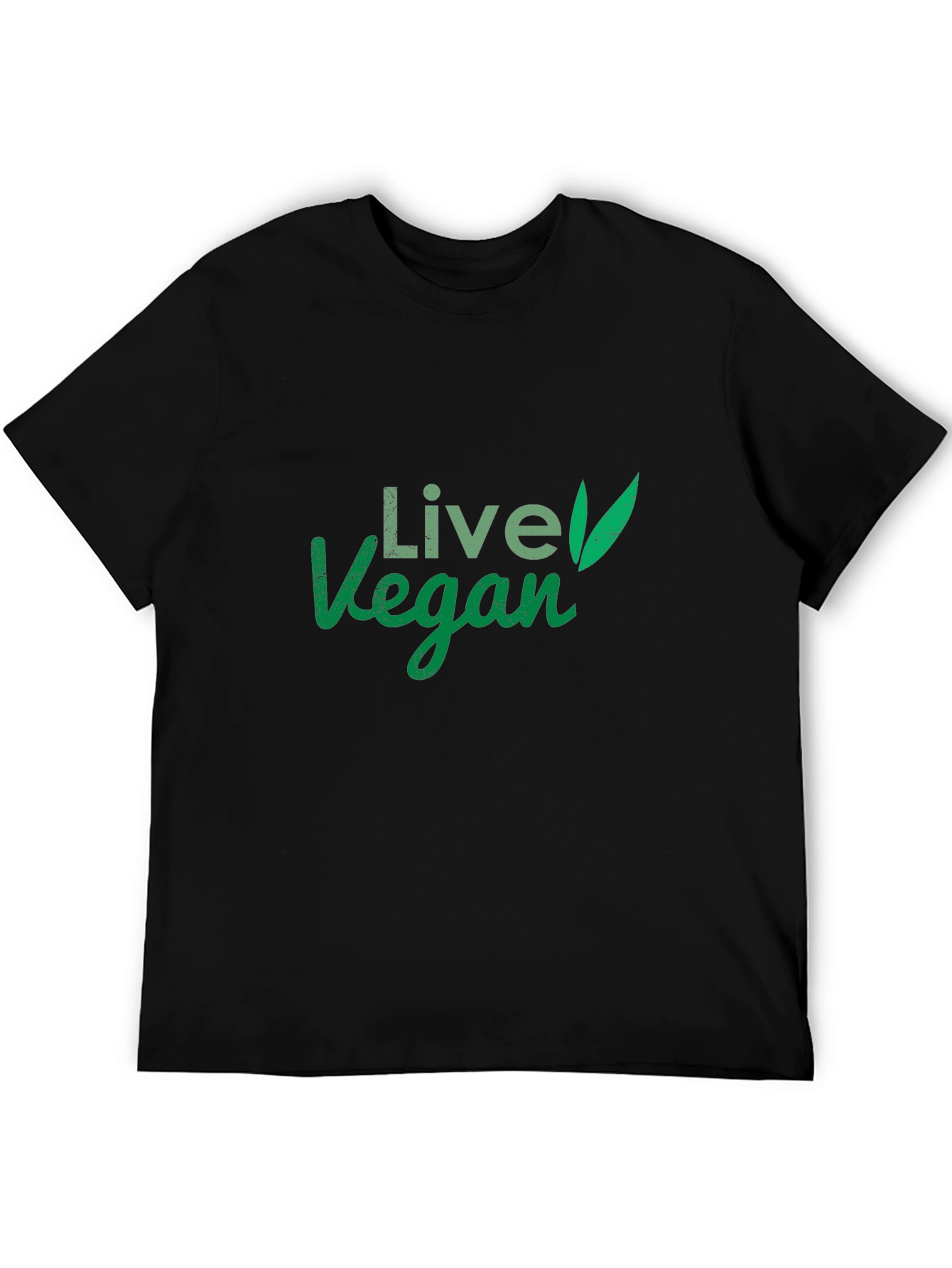 Live Vegan T-Shirt: Green Leaf Design Comfortable Fit