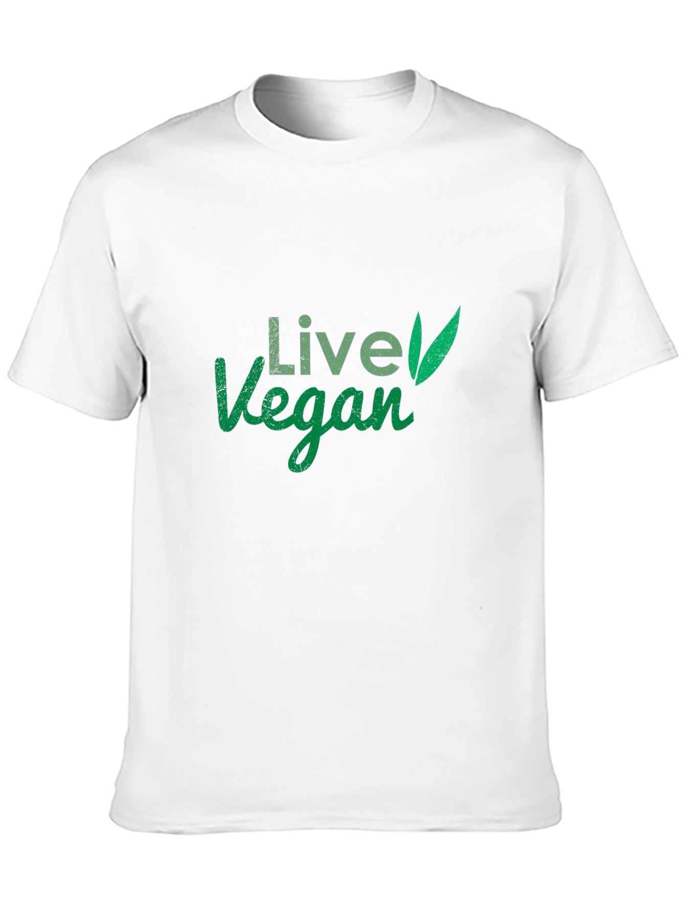 Live Vegan T-Shirt: Green Leaf Design Comfortable Fit