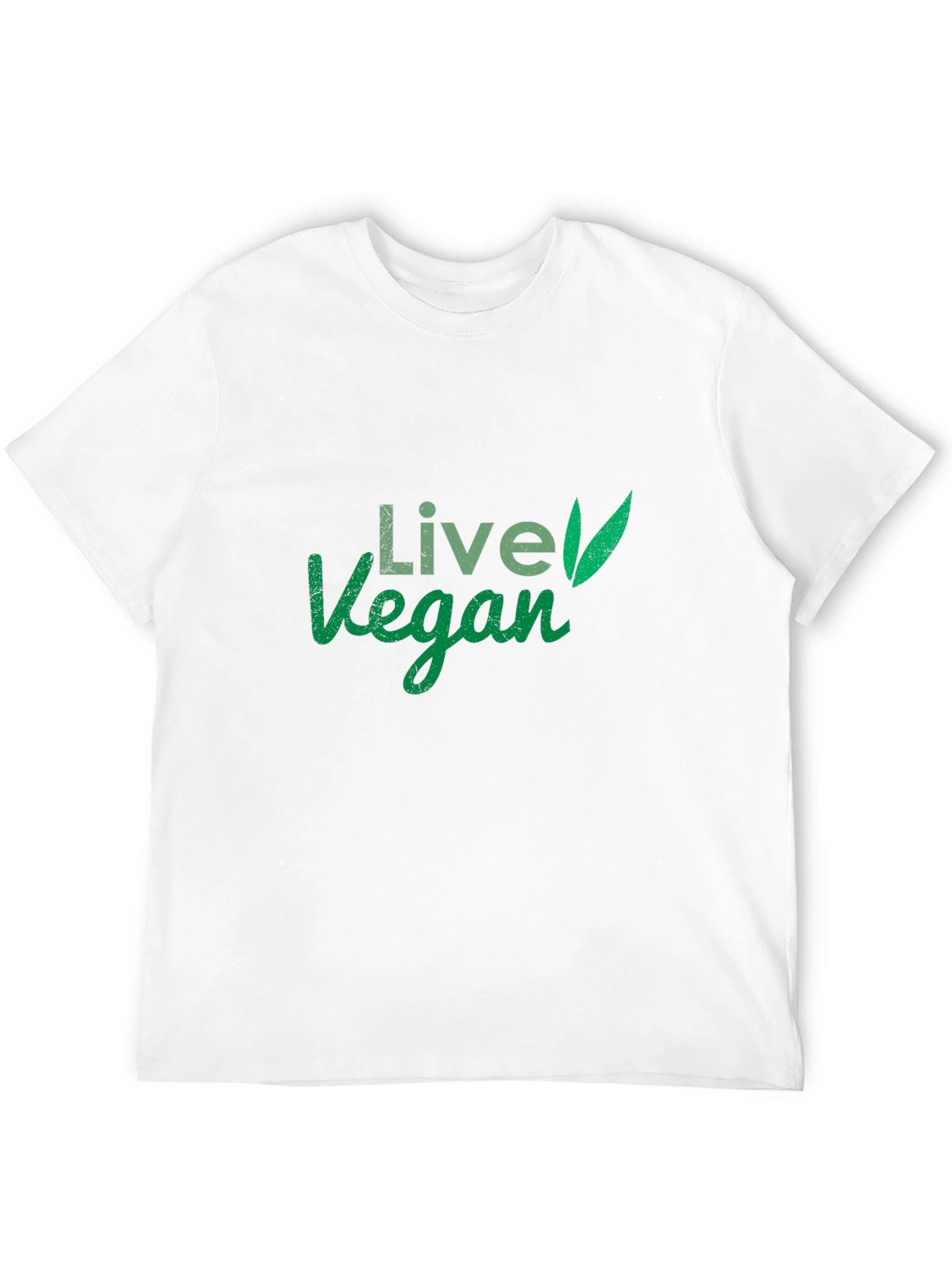 Live Vegan T-Shirt: Green Leaf Design Comfortable Fit