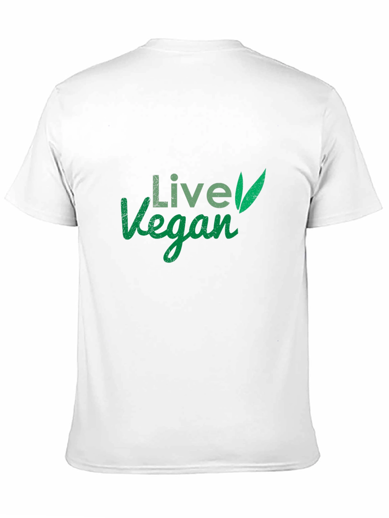 Live Vegan T-Shirt: Green Leaf Design Comfortable Fit