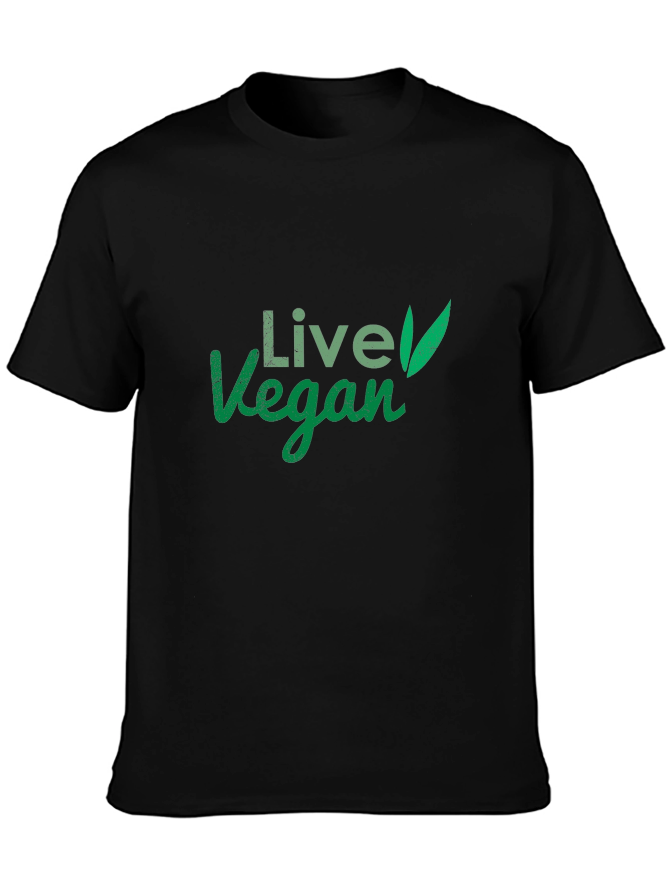 Live Vegan T-Shirt: Green Leaf Design Comfortable Fit
