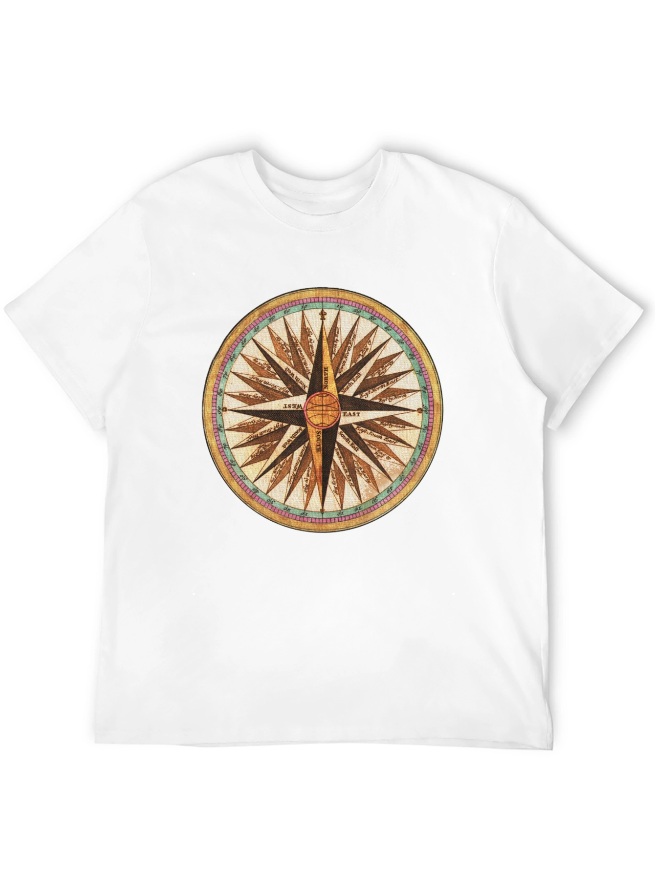 Compass Rose Graphic Tee - Black Cotton Blend Shirt