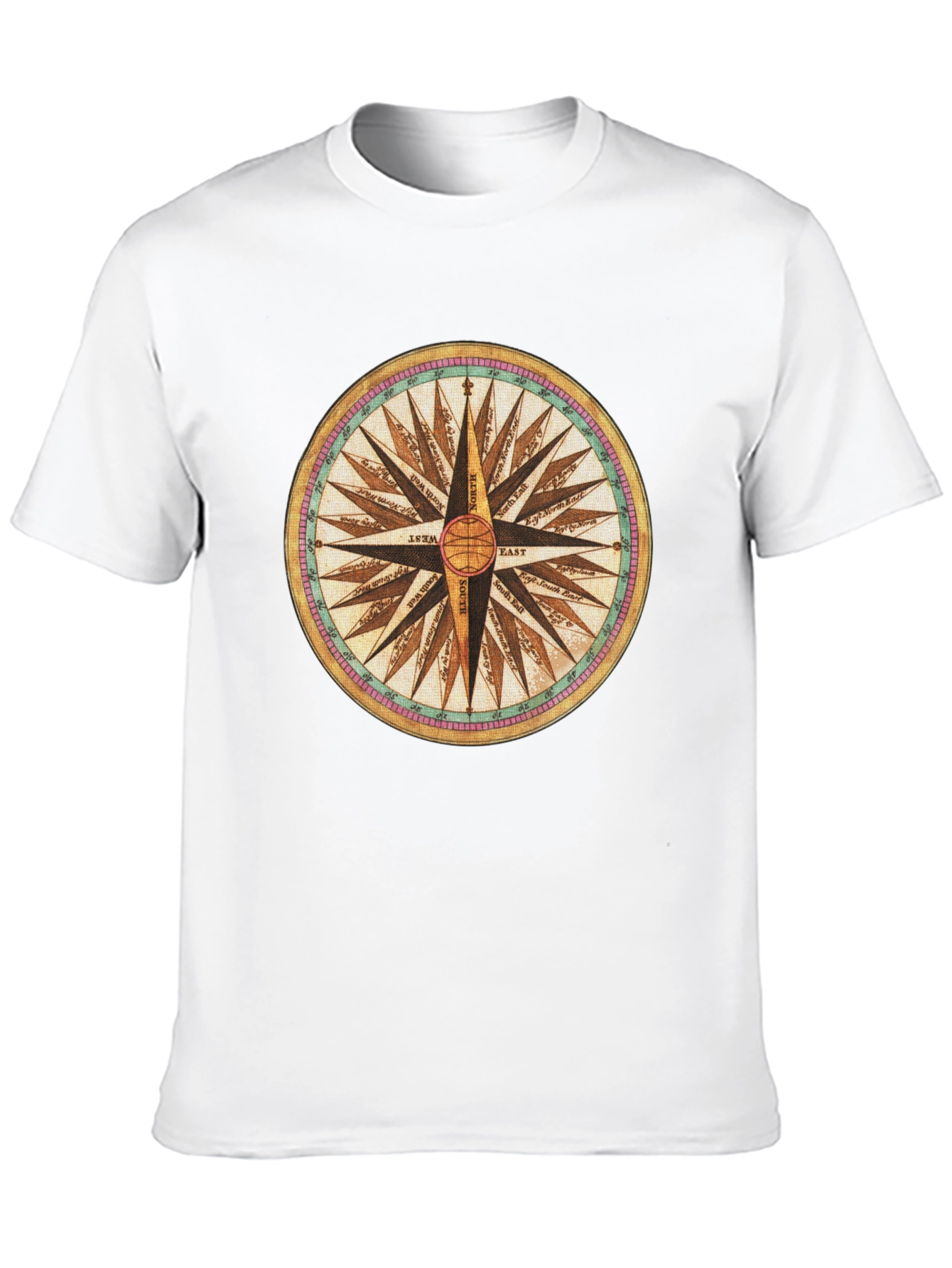 Compass Rose Graphic Tee - Black Cotton Blend Shirt