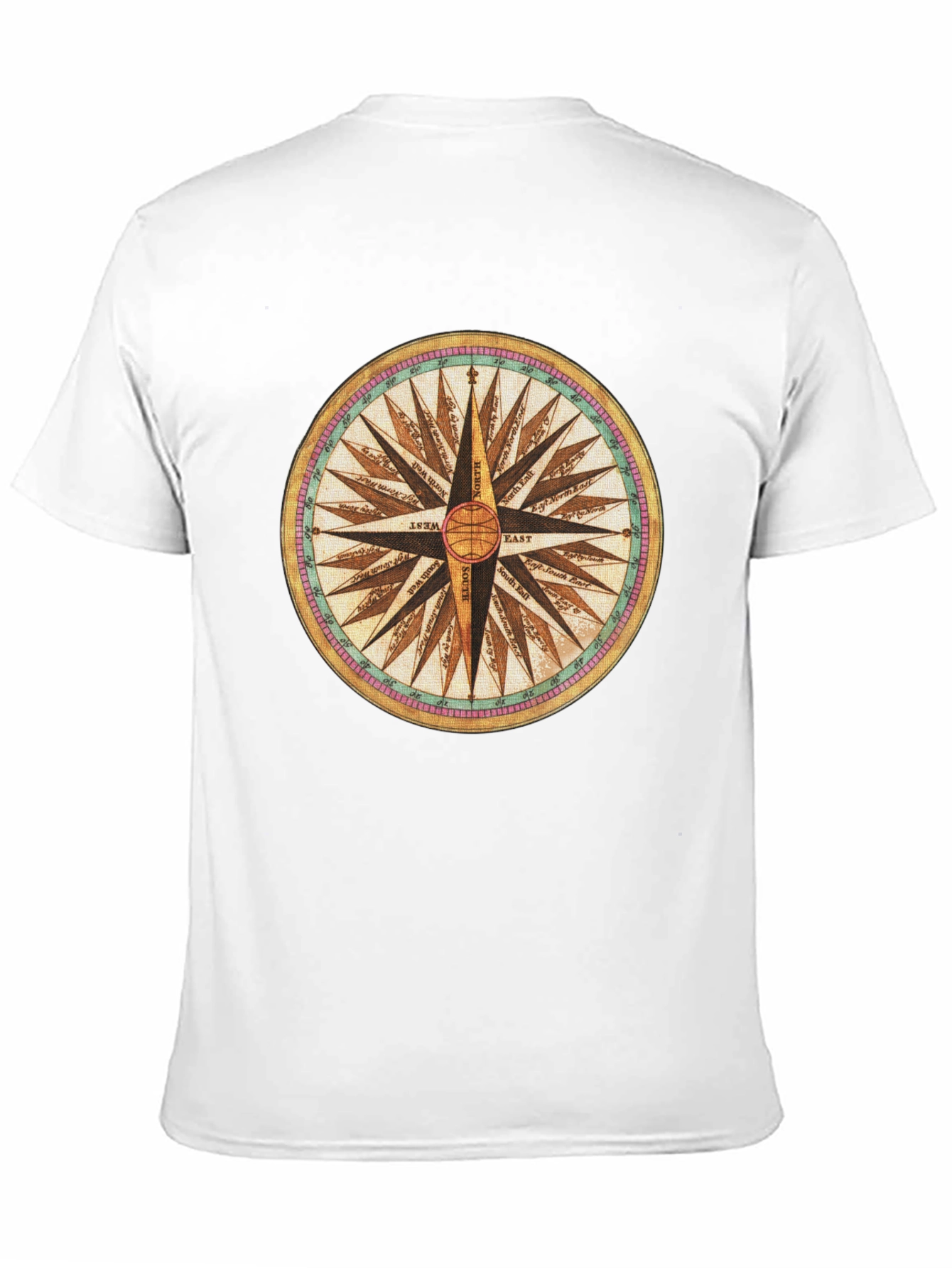 Compass Rose Graphic Tee - Black Cotton Blend Shirt