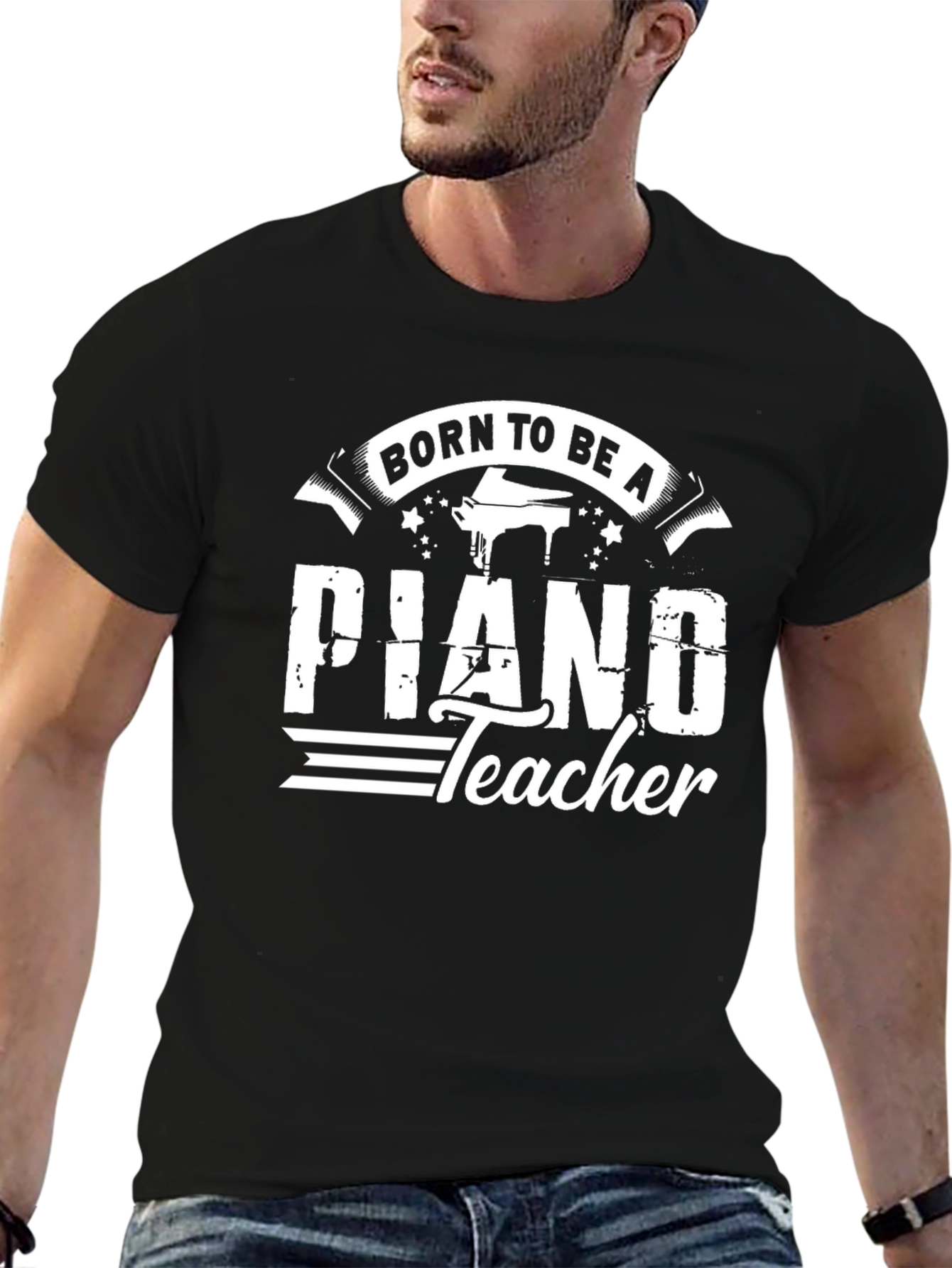Born To Be A Piano Teacher Black T-Shirt