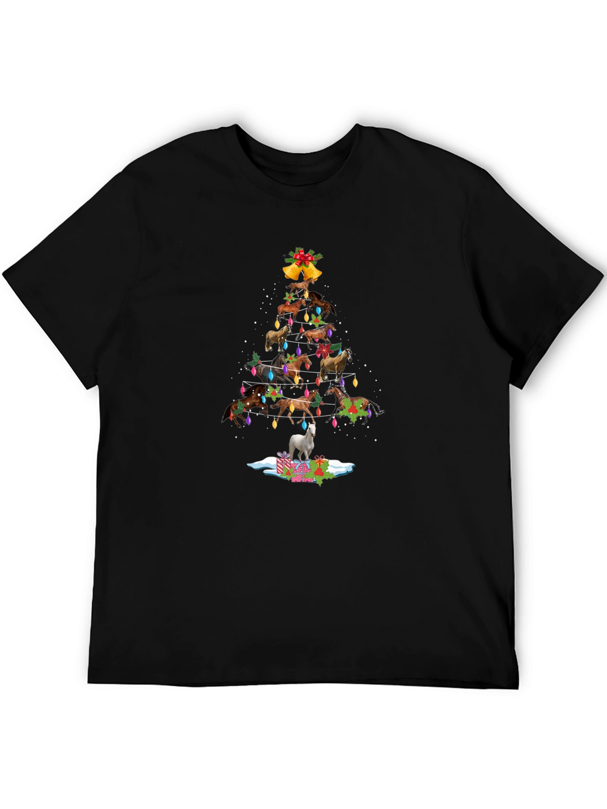 Horse Christmas Tree T-Shirt - Festive Holiday Apparel