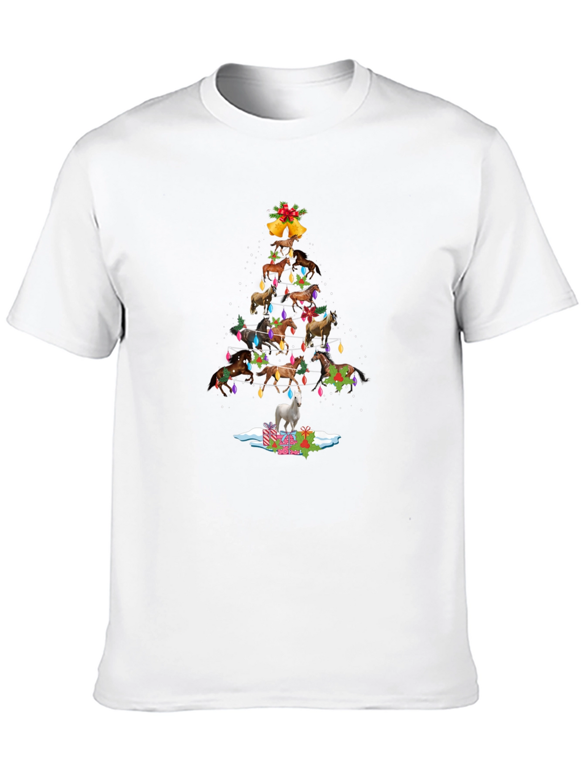 Horse Christmas Tree T-Shirt - Festive Holiday Apparel