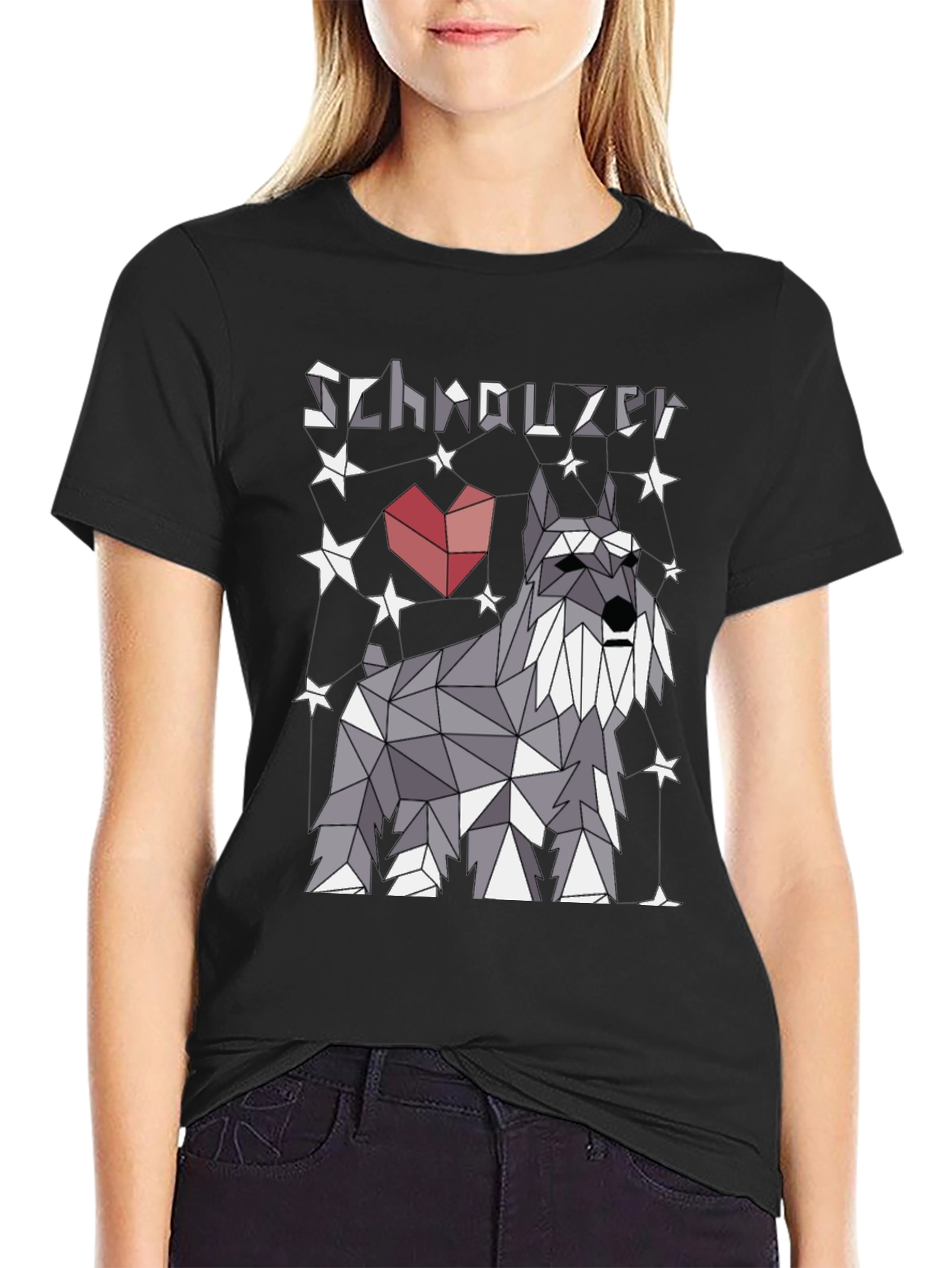 Geometric Schnauzer Dog T-Shirt - Stylish Pet Lover Tee