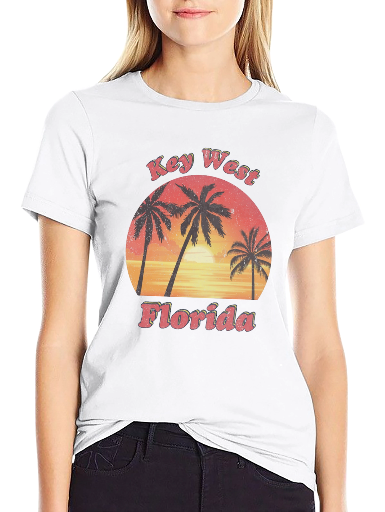 Key West Florida Palm Tree Sunset Graphic T-Shirt
