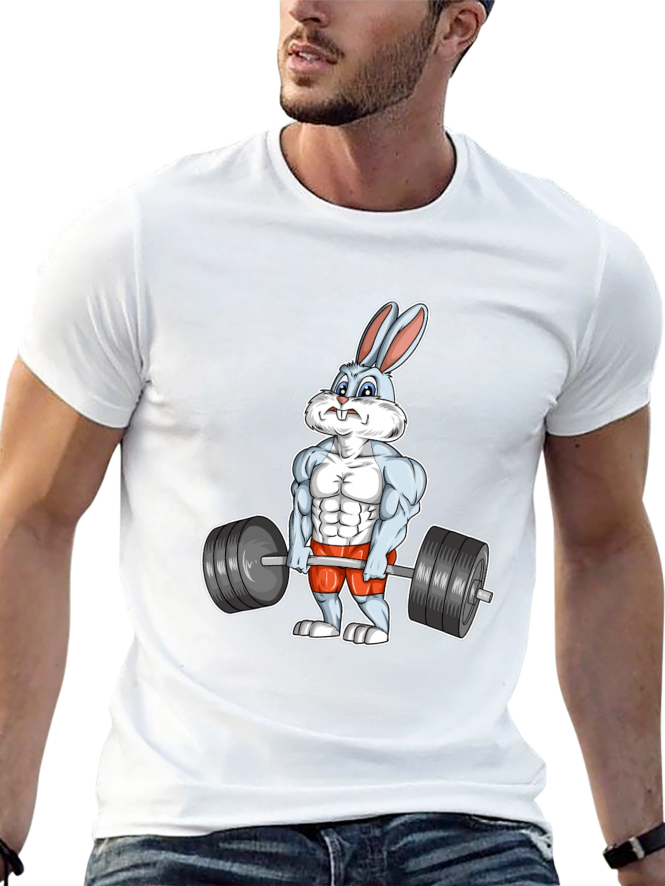 Workout Bunny Graphic T-Shirt - Black