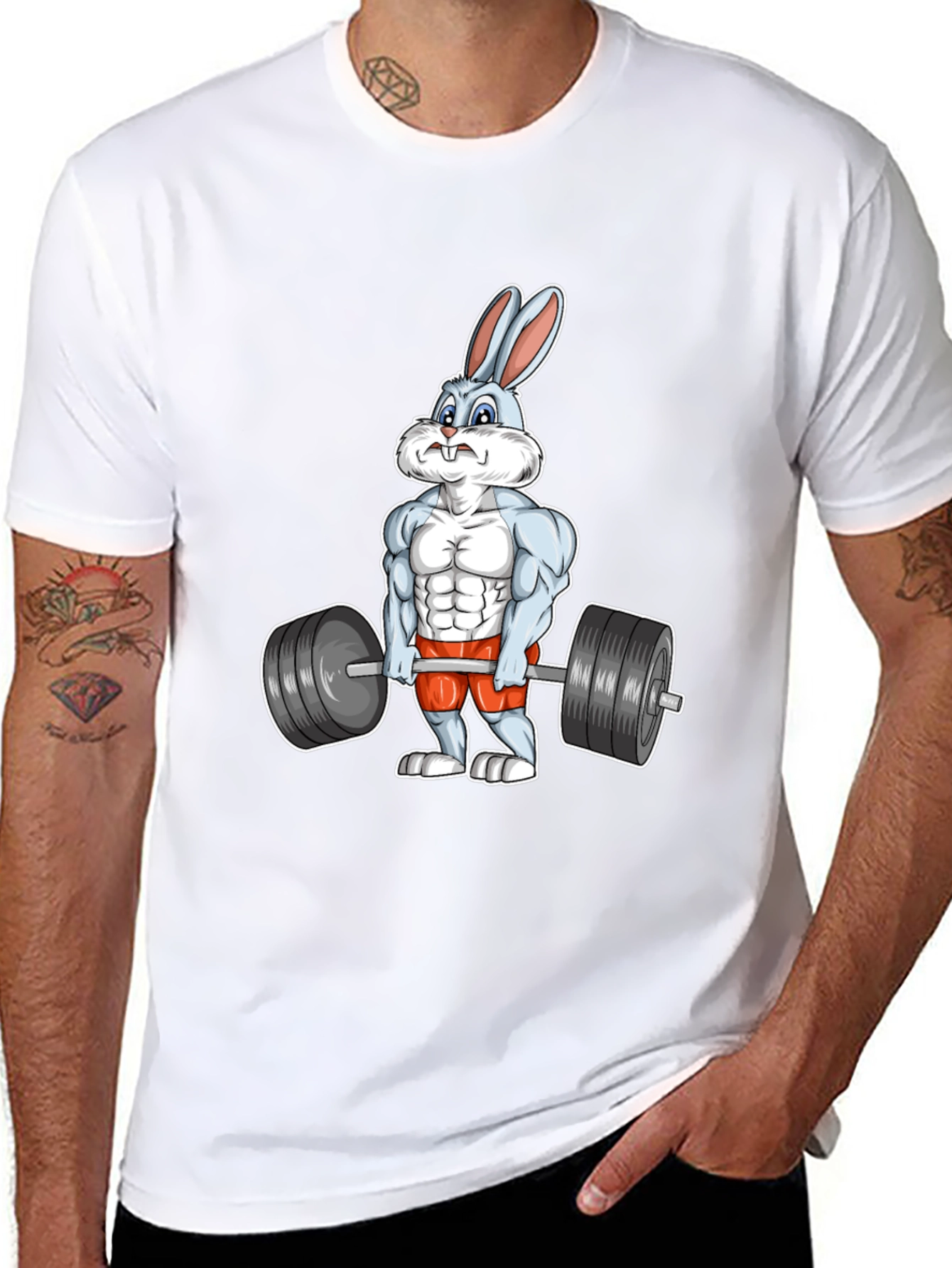 Workout Bunny Graphic T-Shirt - Black