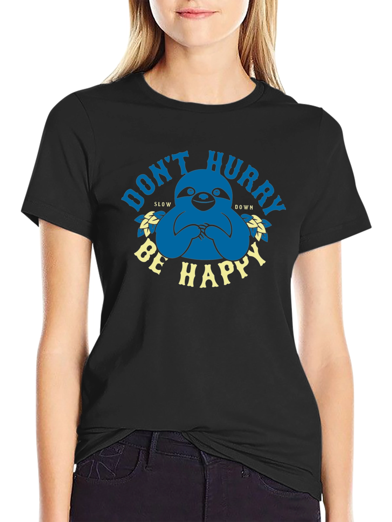 Dont Hurry Be Happy Sloth Graphic Tee