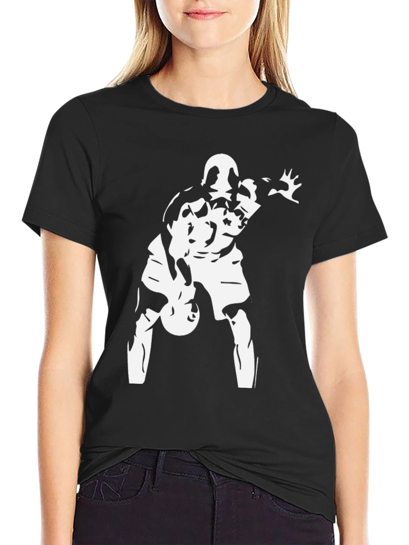 Basketball Player Graphic T-Shirt - Black Cotton Tee