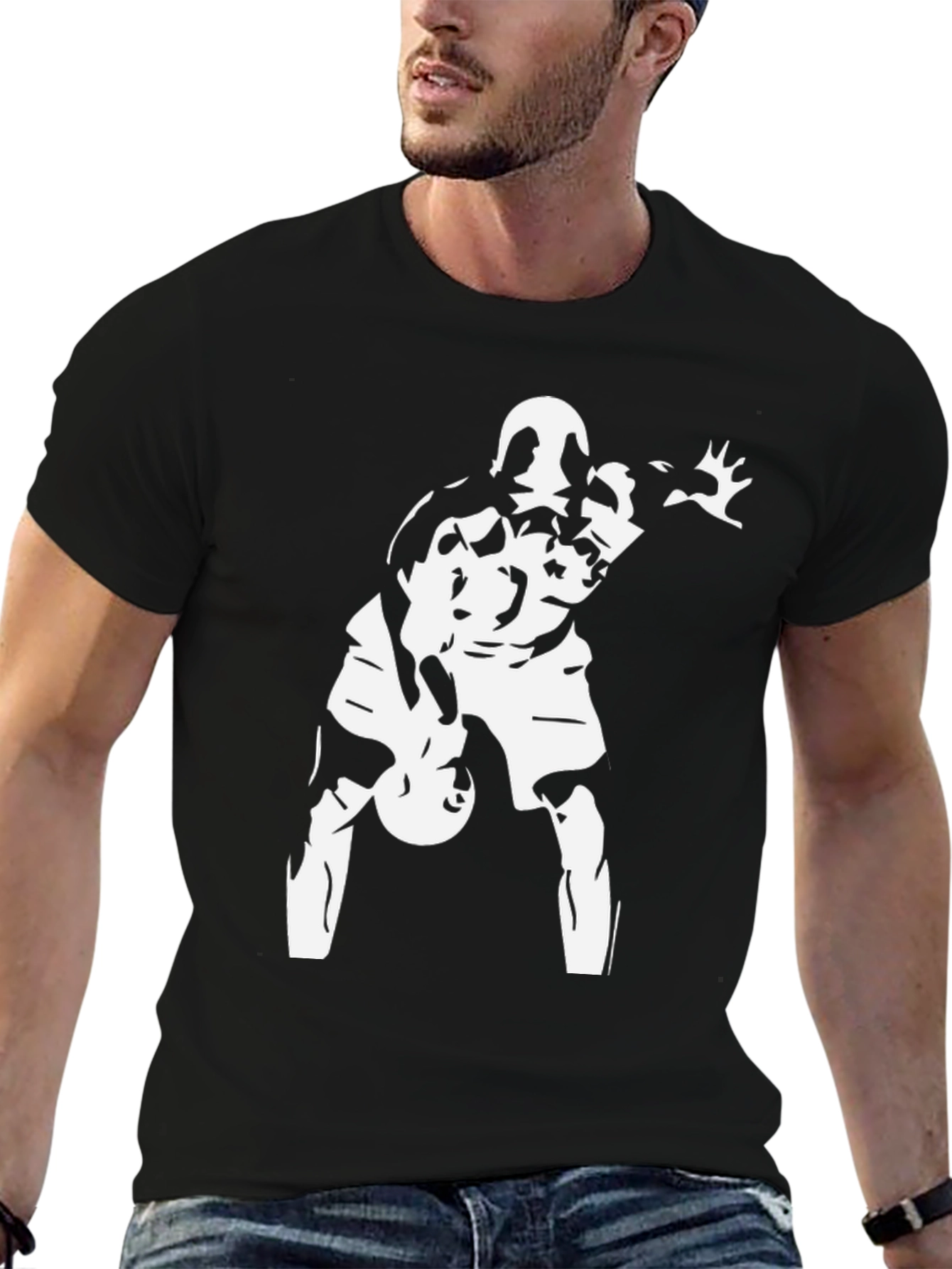 Basketball Player Graphic T-Shirt - Black Cotton Tee