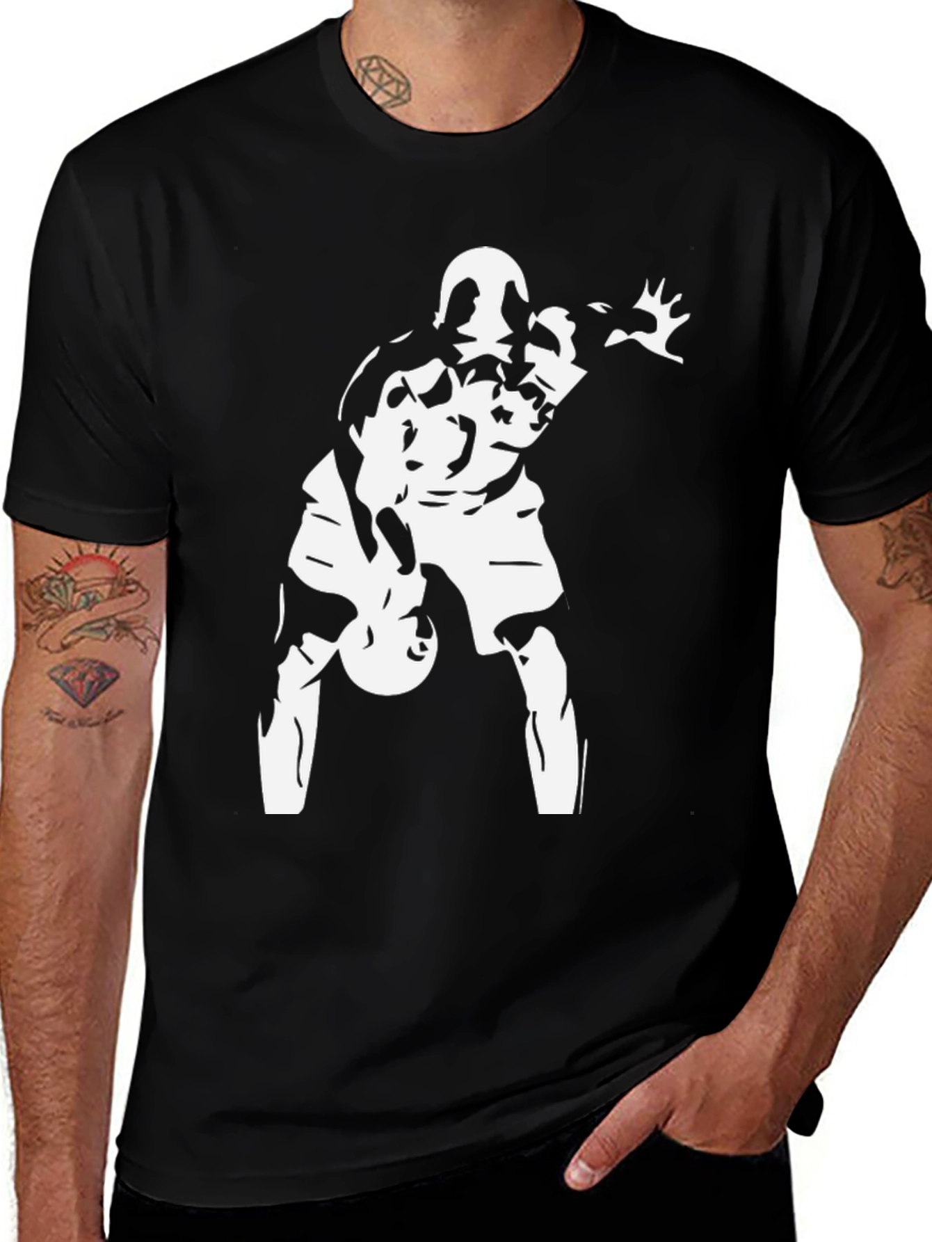 Basketball Player Graphic T-Shirt - Black Cotton Tee