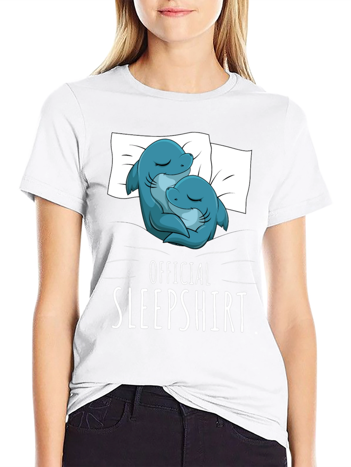 Official Sleepshirt - Cute Shark Couple T-Shirt
