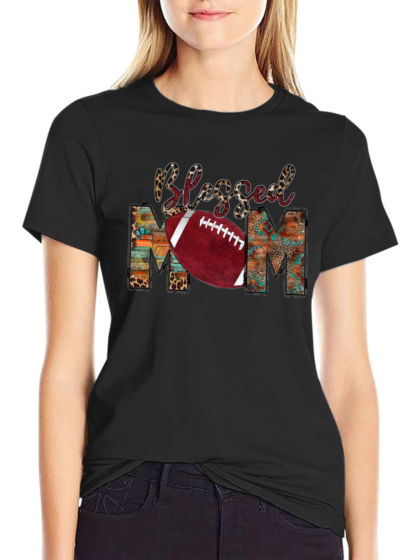 Blessed Mom Football Graphic Tee