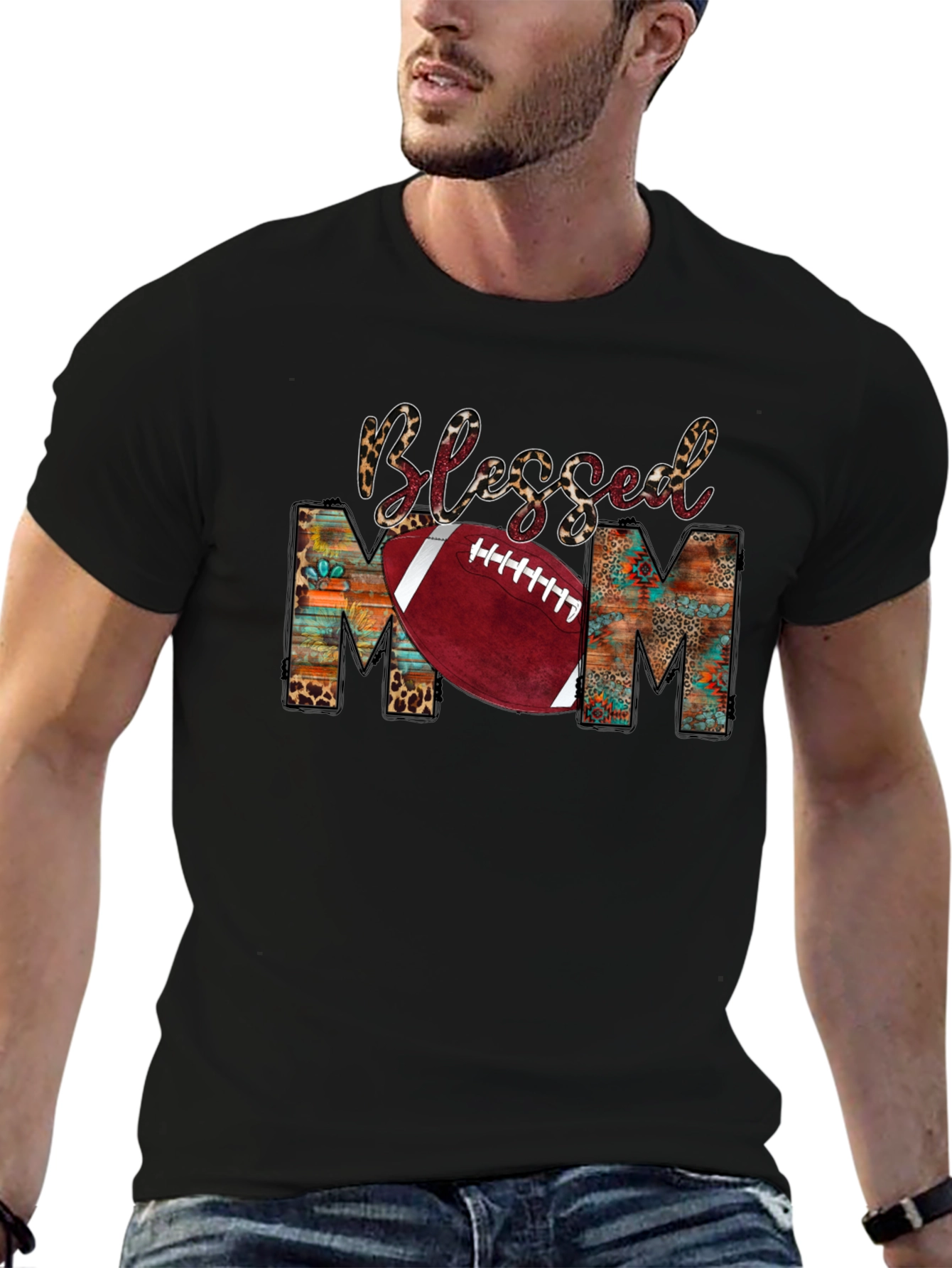 Blessed Mom Football Graphic Tee