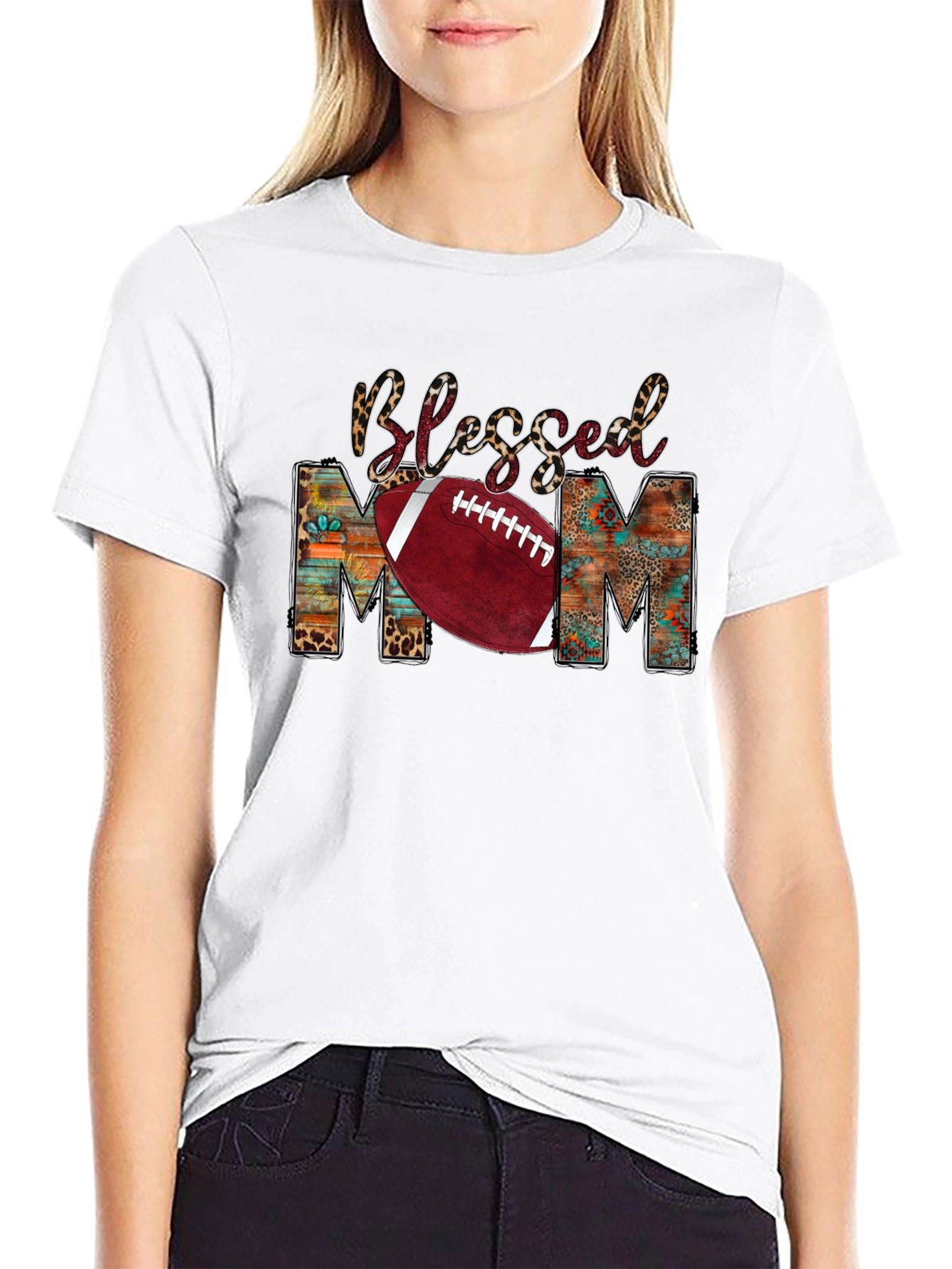 Blessed Mom Football Graphic Tee