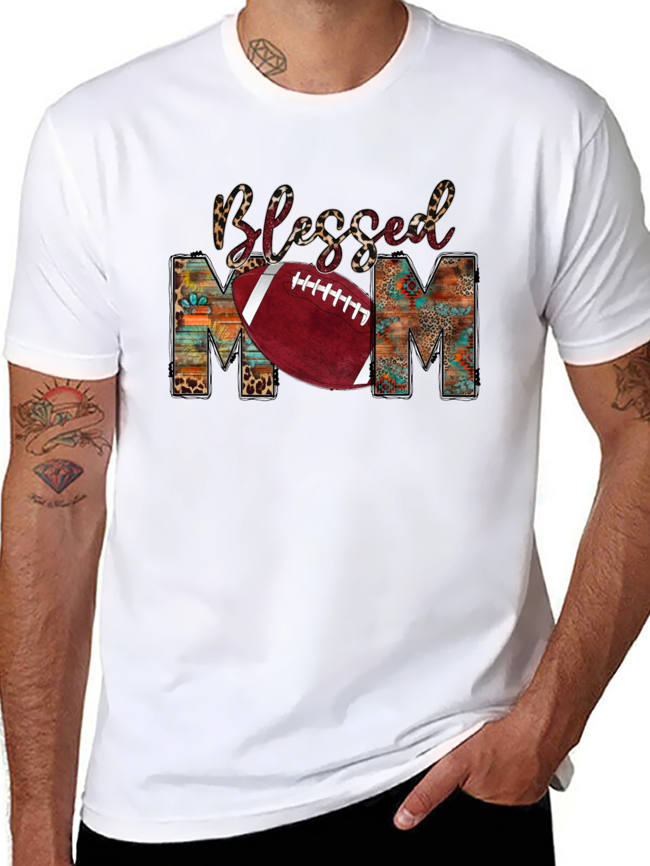 Blessed Mom Football Graphic Tee