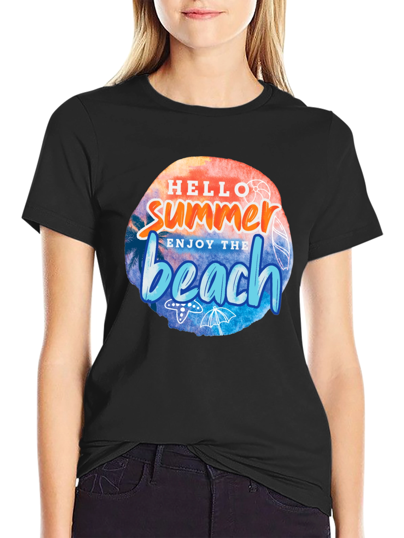 Hello Summer Beach Graphic Tee - Relaxed Fit