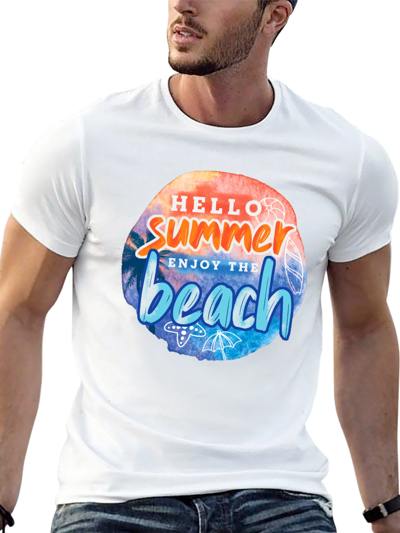 Hello Summer Beach Graphic Tee - Relaxed Fit