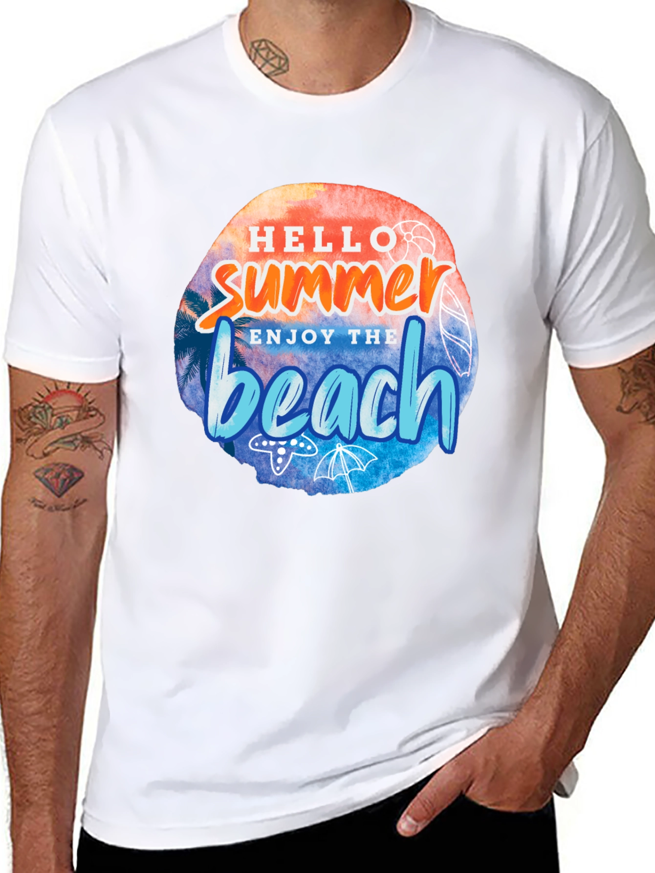 Hello Summer Beach Graphic Tee - Relaxed Fit