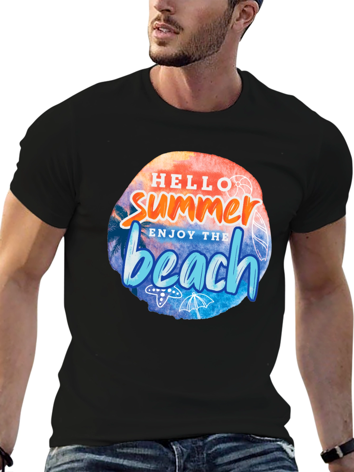 Hello Summer Beach Graphic Tee - Relaxed Fit