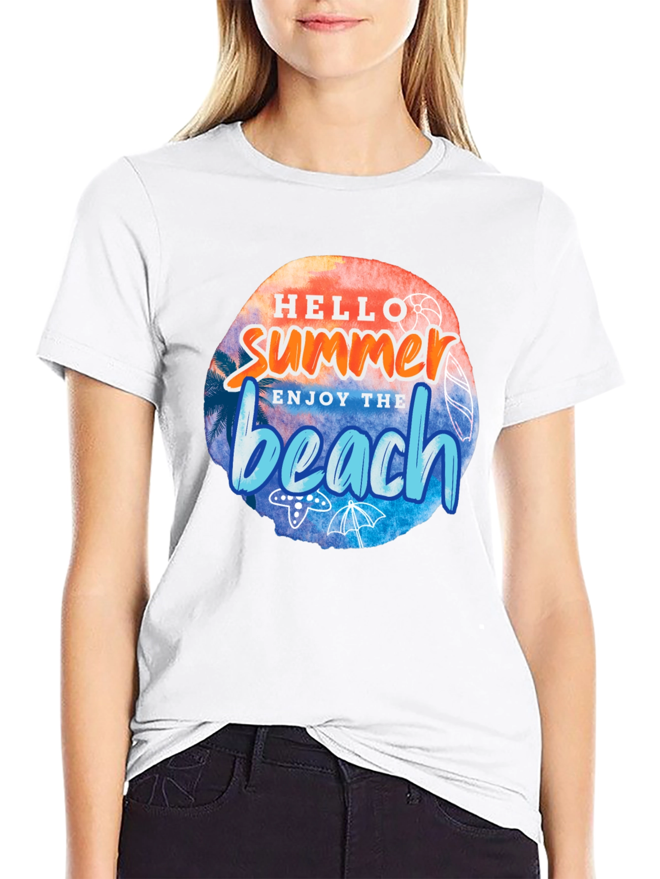 Hello Summer Beach Graphic Tee - Relaxed Fit