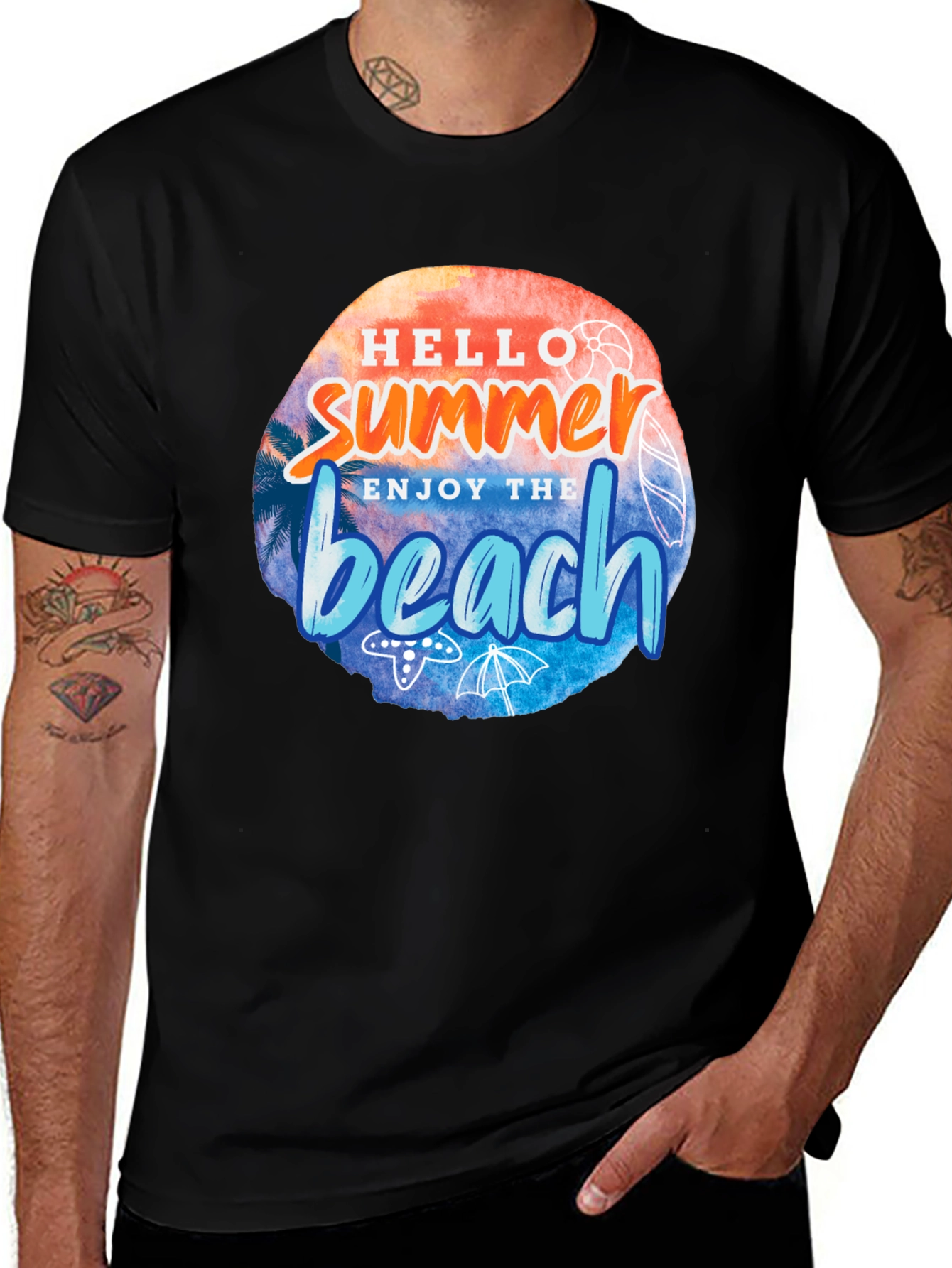 Hello Summer Beach Graphic Tee - Relaxed Fit