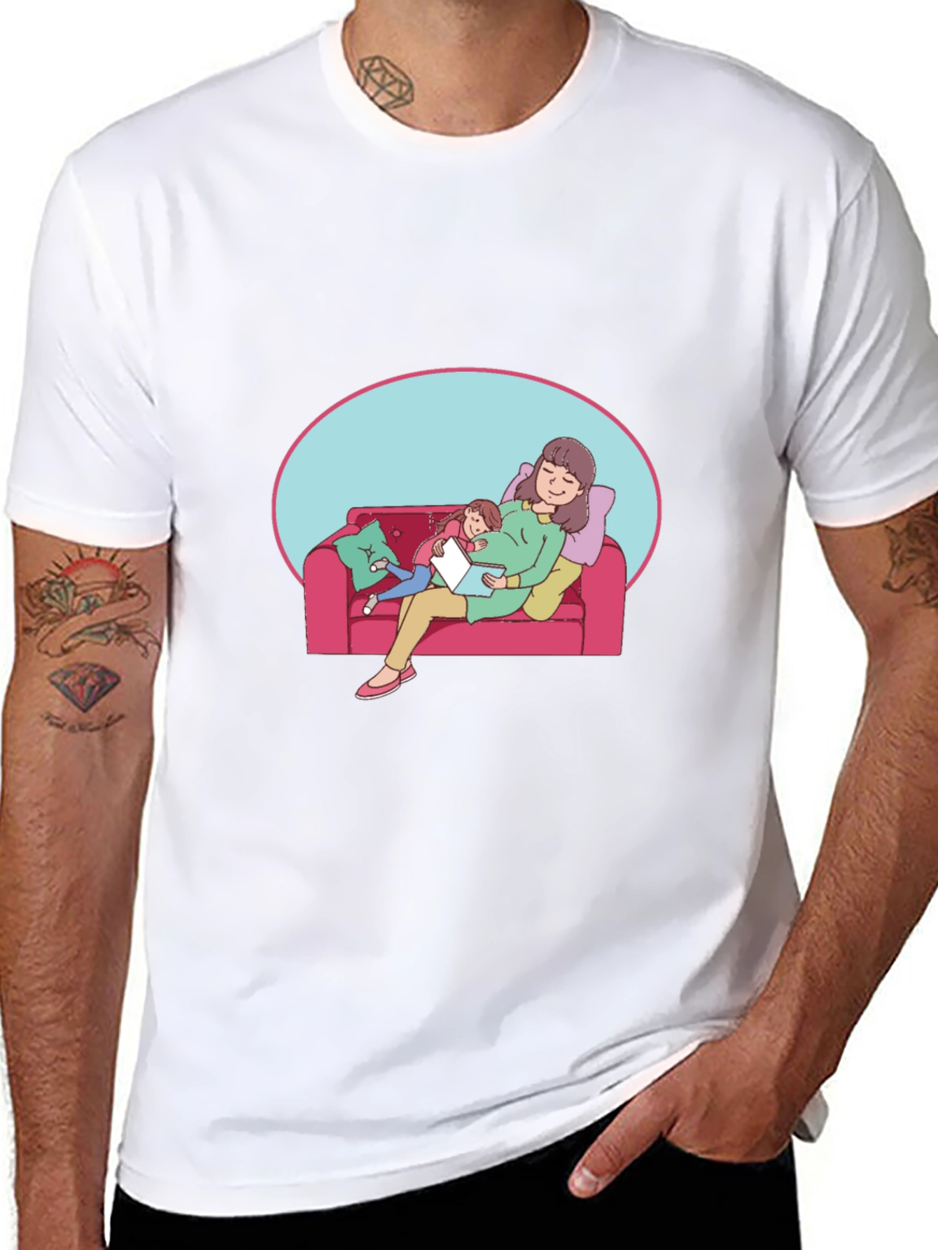 Comfortable Black T-Shirt - Mother & Child Graphic