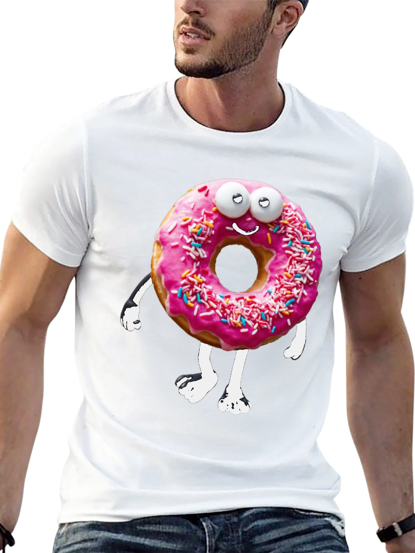 Funny Donut Cartoon Graphic Novelty T-Shirt