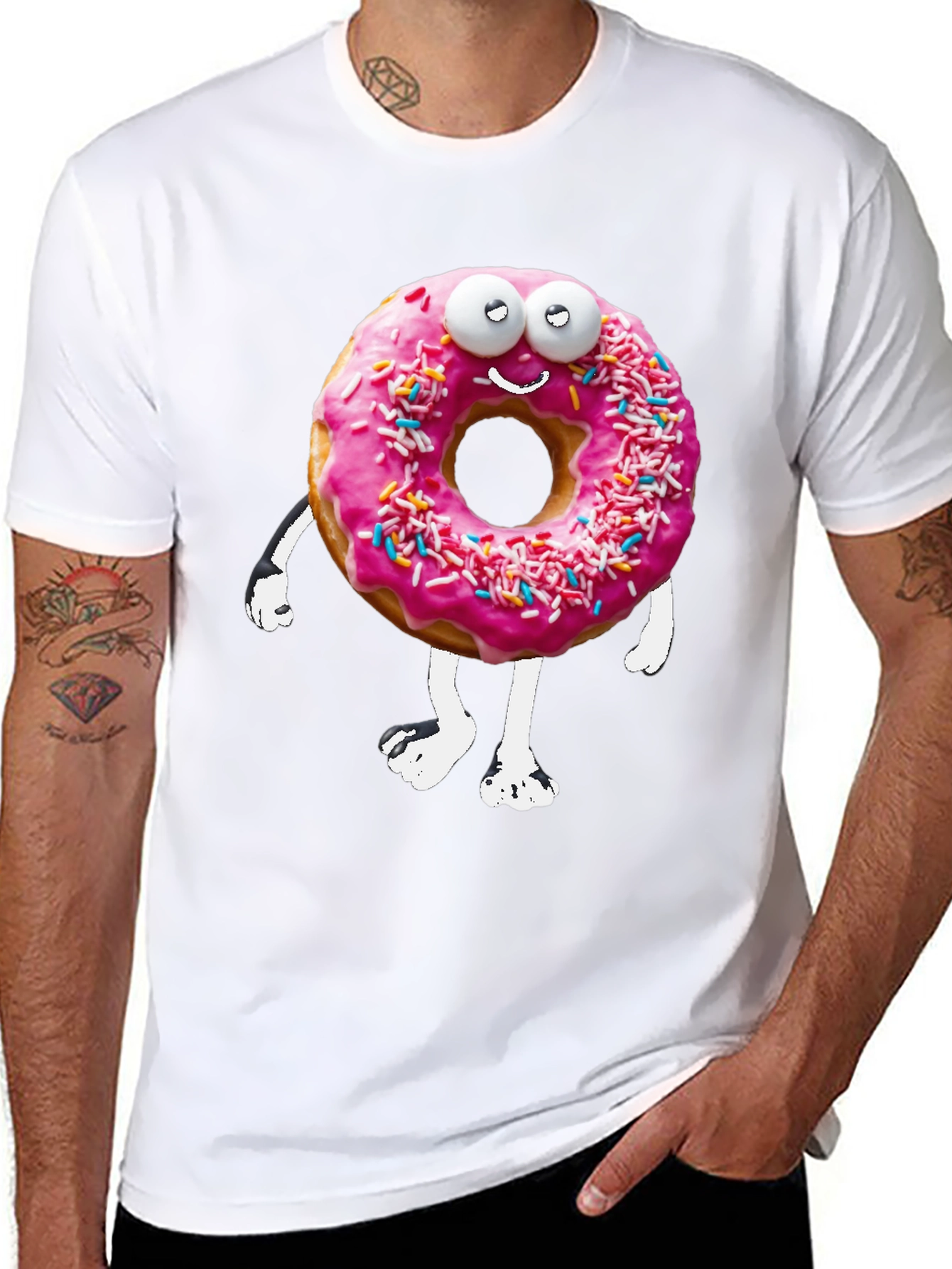 Funny Donut Cartoon Graphic Novelty T-Shirt