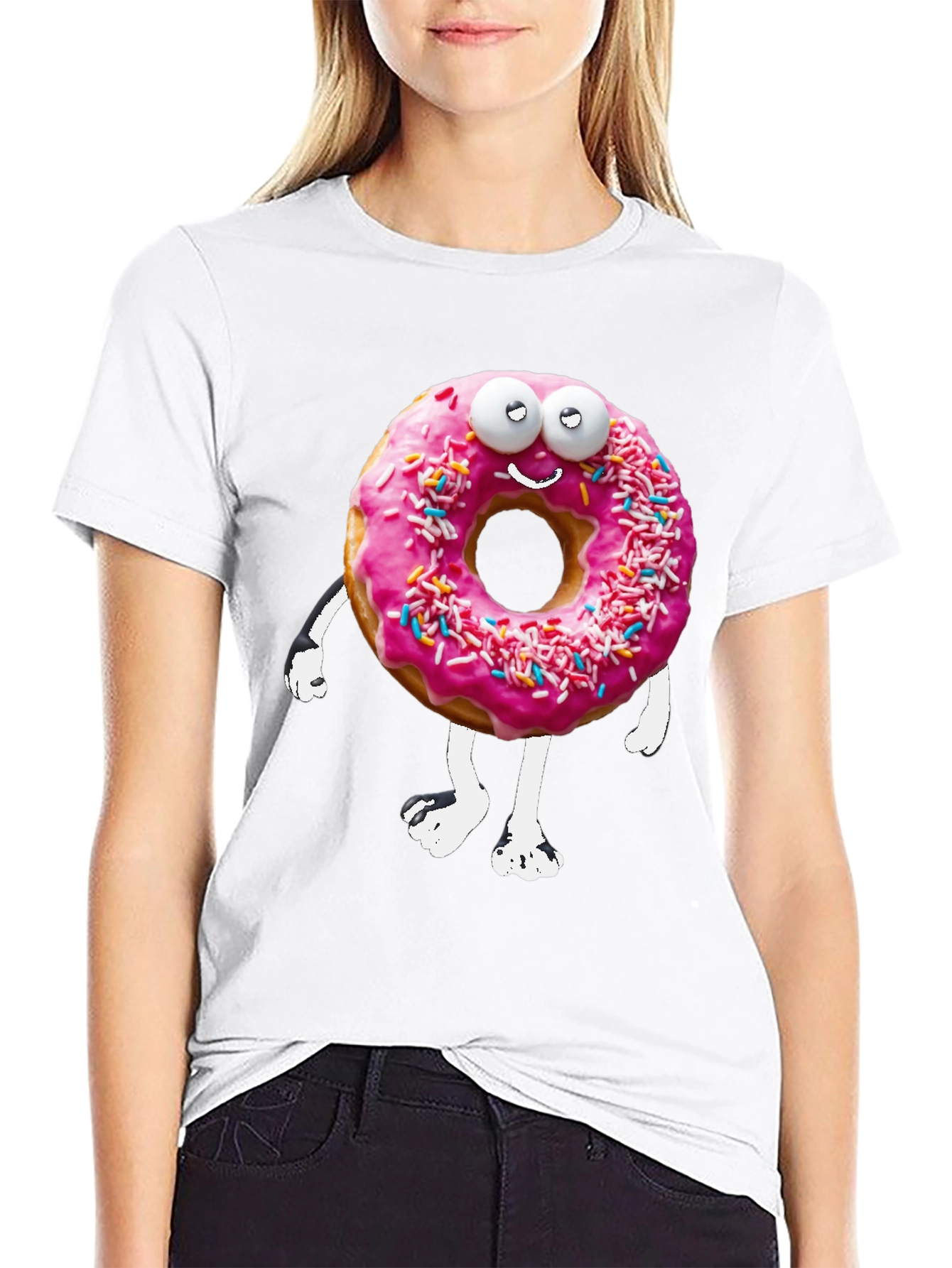 Funny Donut Cartoon Graphic Novelty T-Shirt