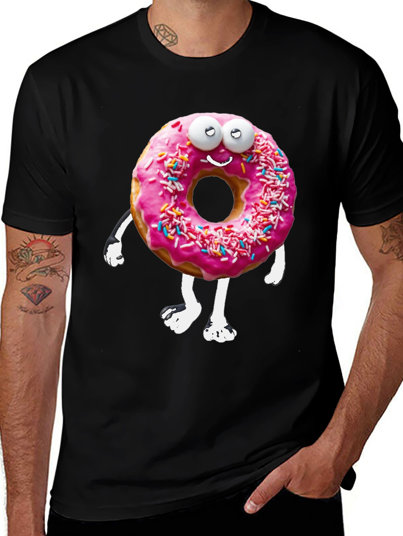 Funny Donut Cartoon Graphic Novelty T-Shirt