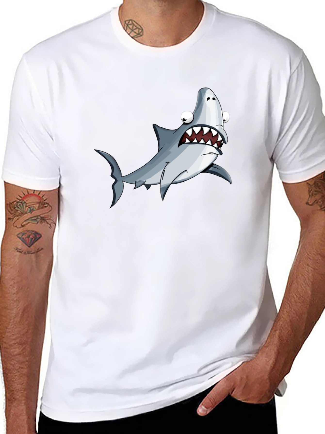 Funny Shark Graphic T-Shirt - Black Cotton Tee
