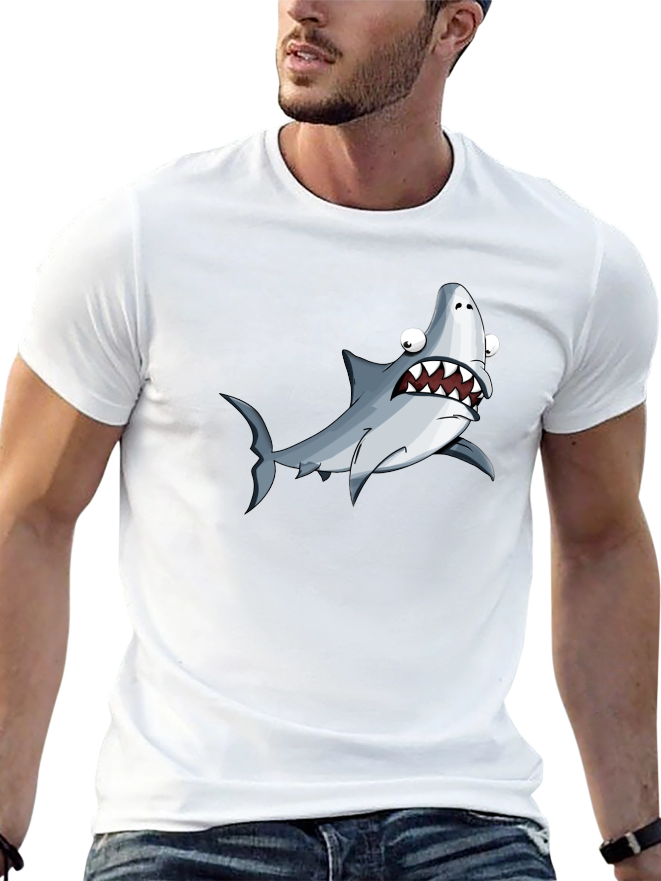 Funny Shark Graphic T-Shirt - Black Cotton Tee