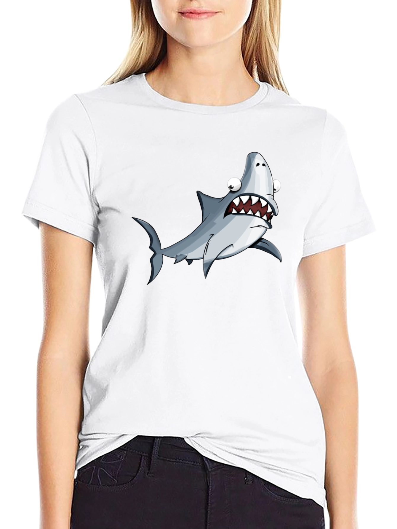 Funny Shark Graphic T-Shirt - Black Cotton Tee