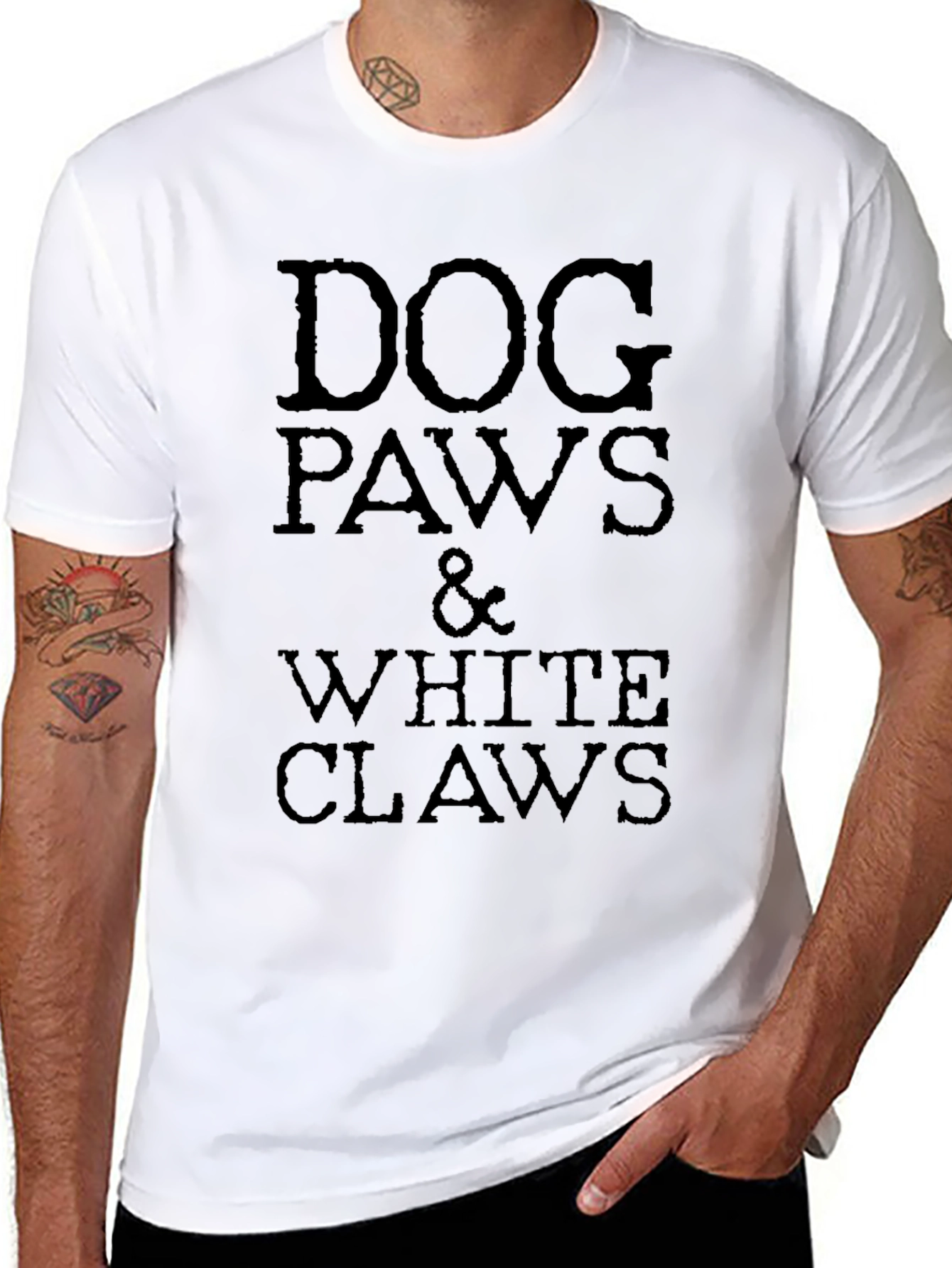 Dog Paws & White Claws Black Graphic T-Shirt