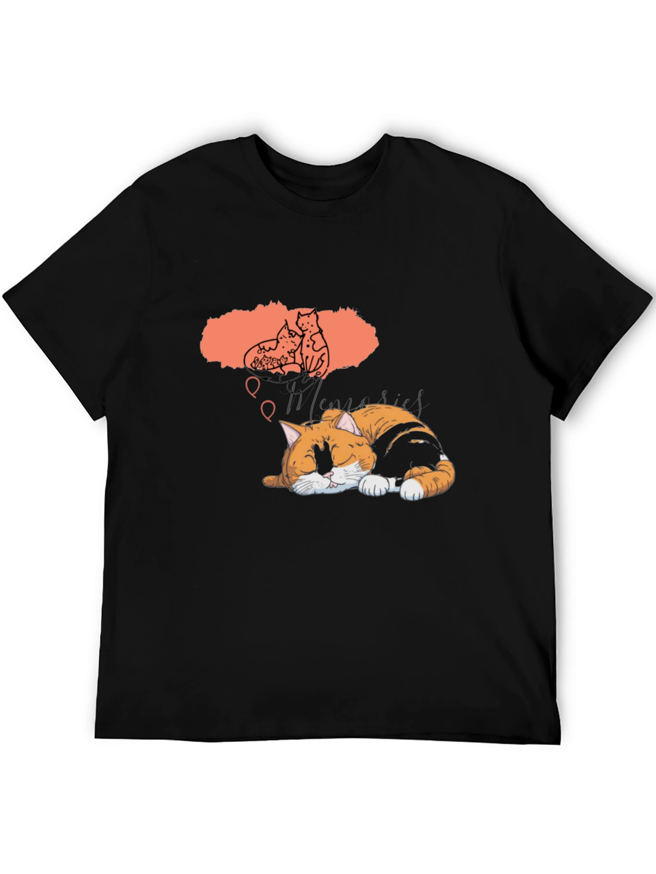 Dreaming Cat Graphic T-Shirt - Unisex Black Tee