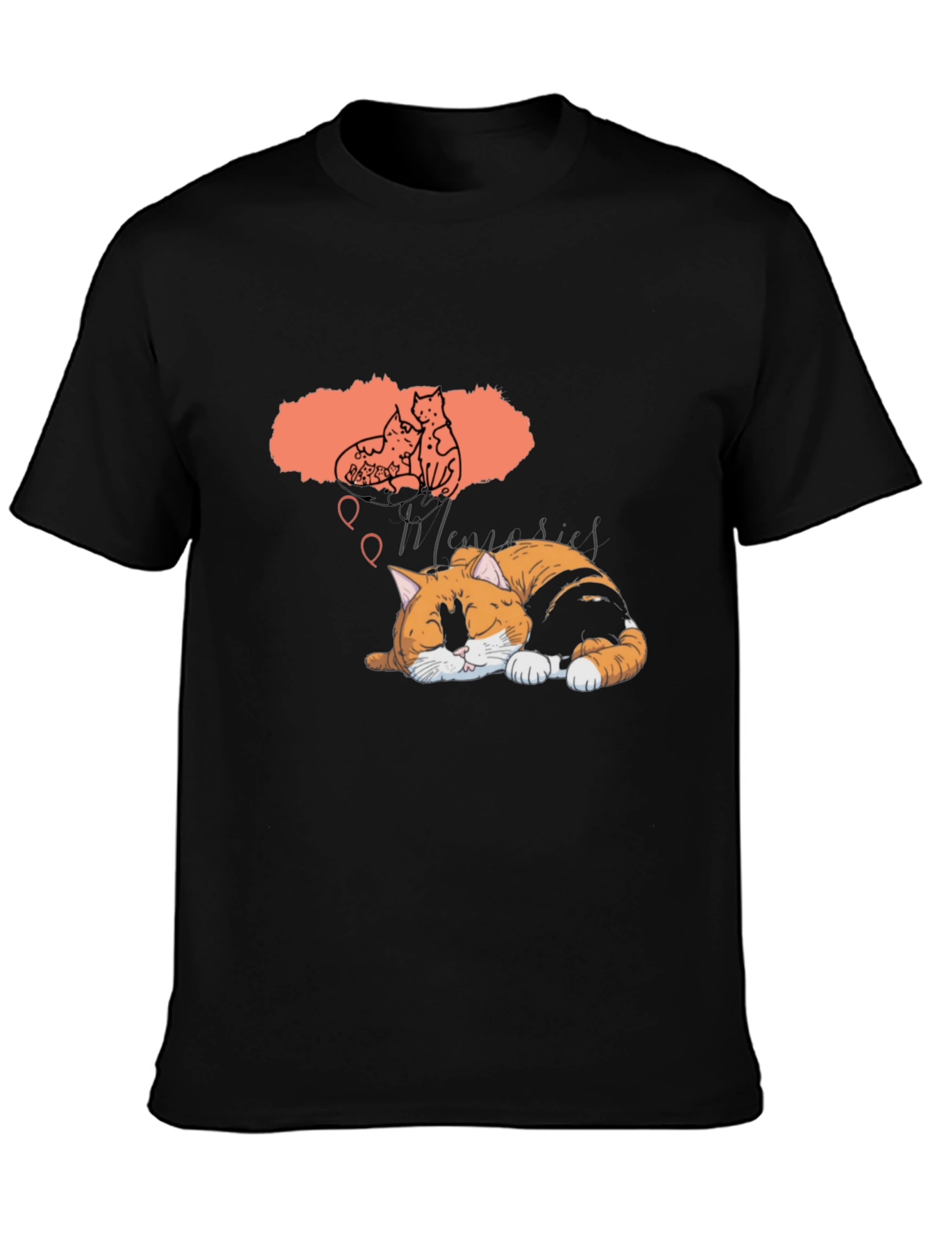 Dreaming Cat Graphic T-Shirt - Unisex Black Tee