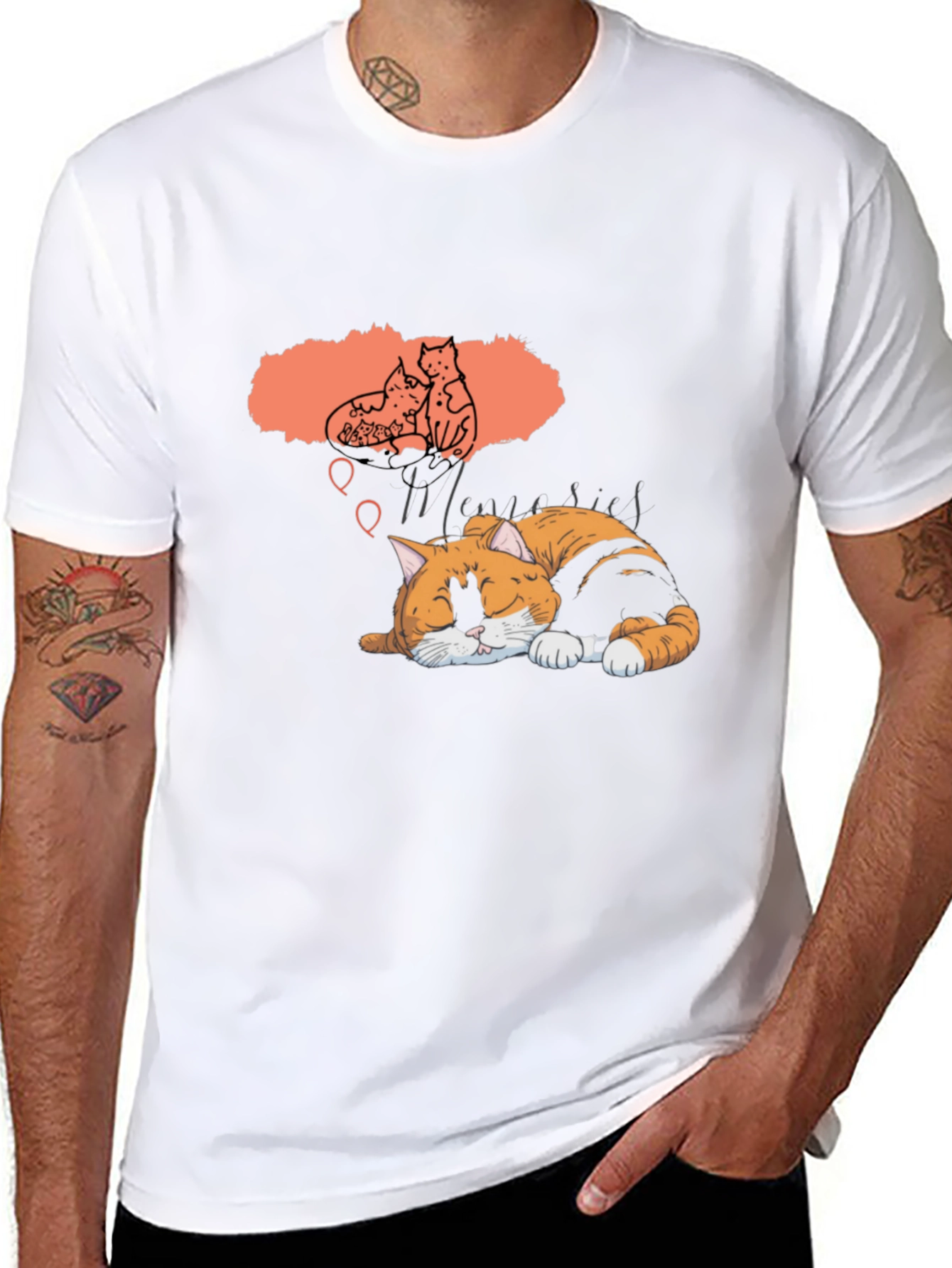 Dreaming Cat Graphic T-Shirt - Unisex Black Tee