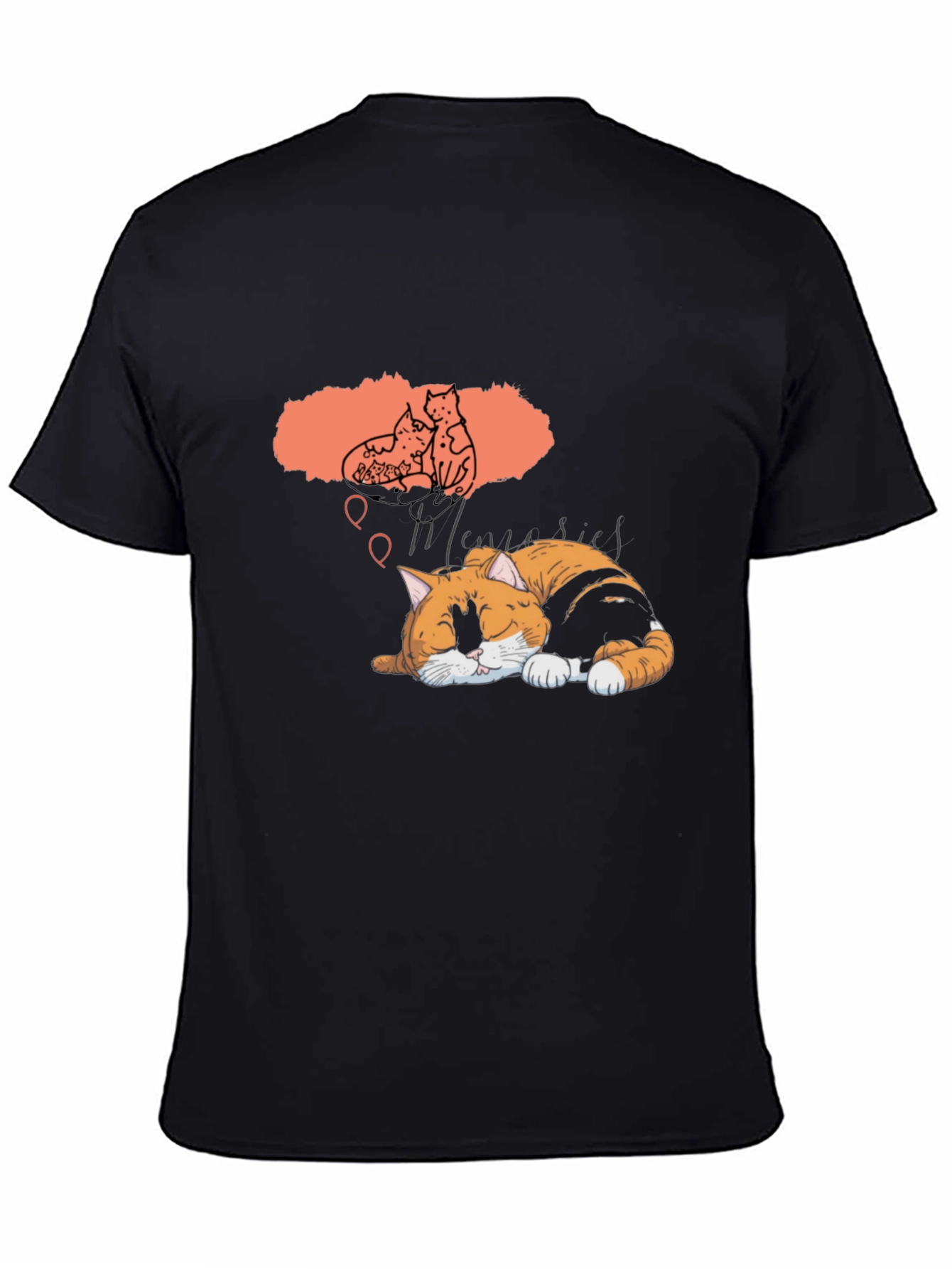 Dreaming Cat Graphic T-Shirt - Unisex Black Tee