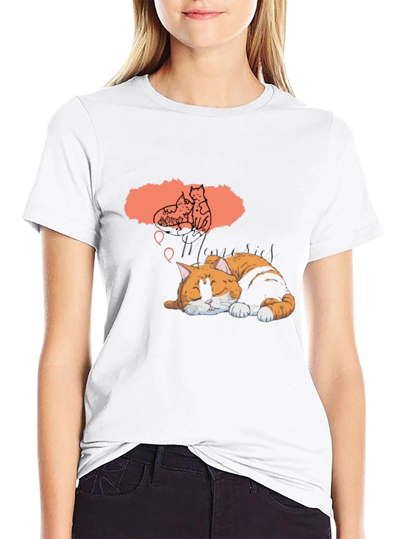 Dreaming Cat Graphic T-Shirt - Unisex Black Tee