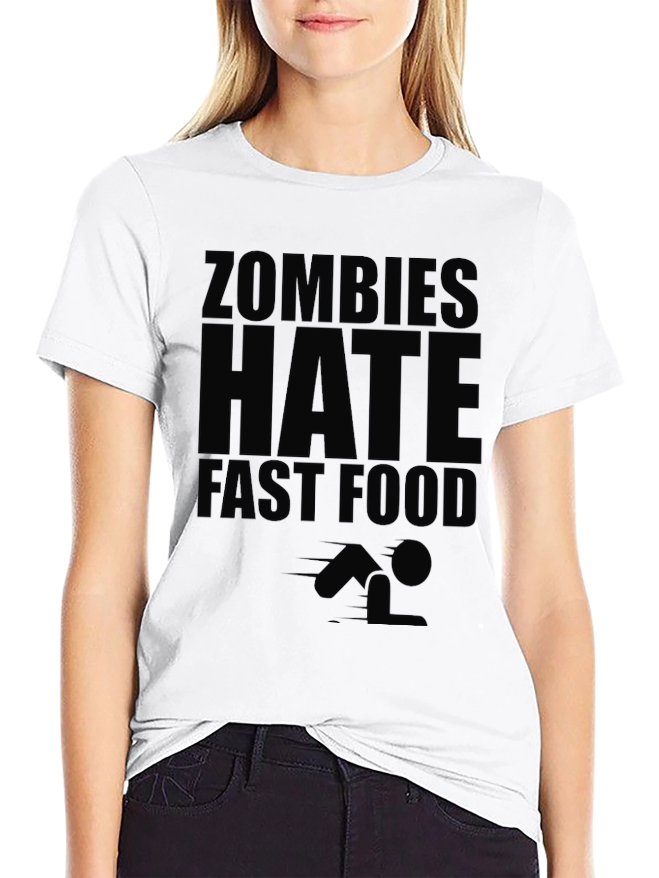 Zombies Hate Fast Food Black Graphic Tee